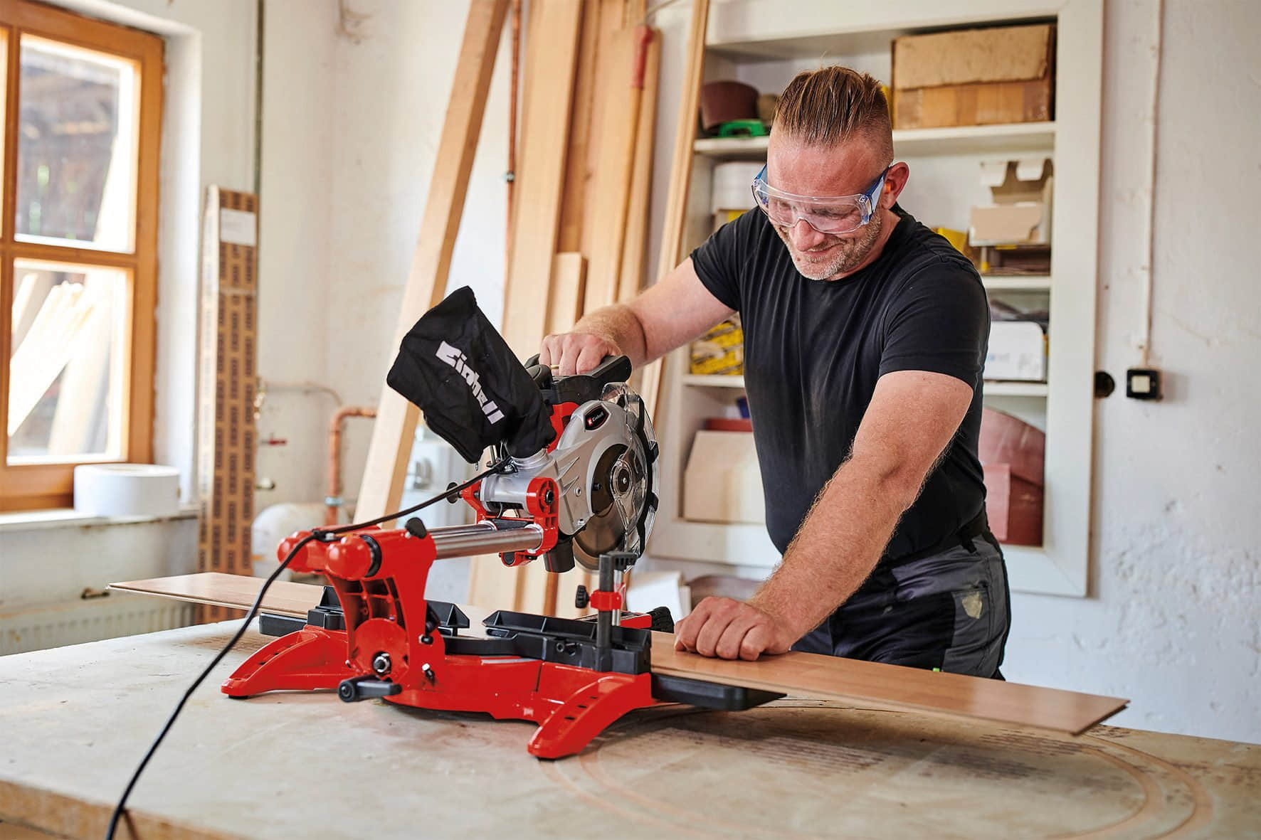 Werkzeug & Maschinen Einhell Einhell TC-SM 2131/1 Dual 1500W Sliding Compound Miter Saw with Laser Guide | 4900 RPM | 12" Cutting Capacity | Dual Bevel 0-45° | Dust Collection