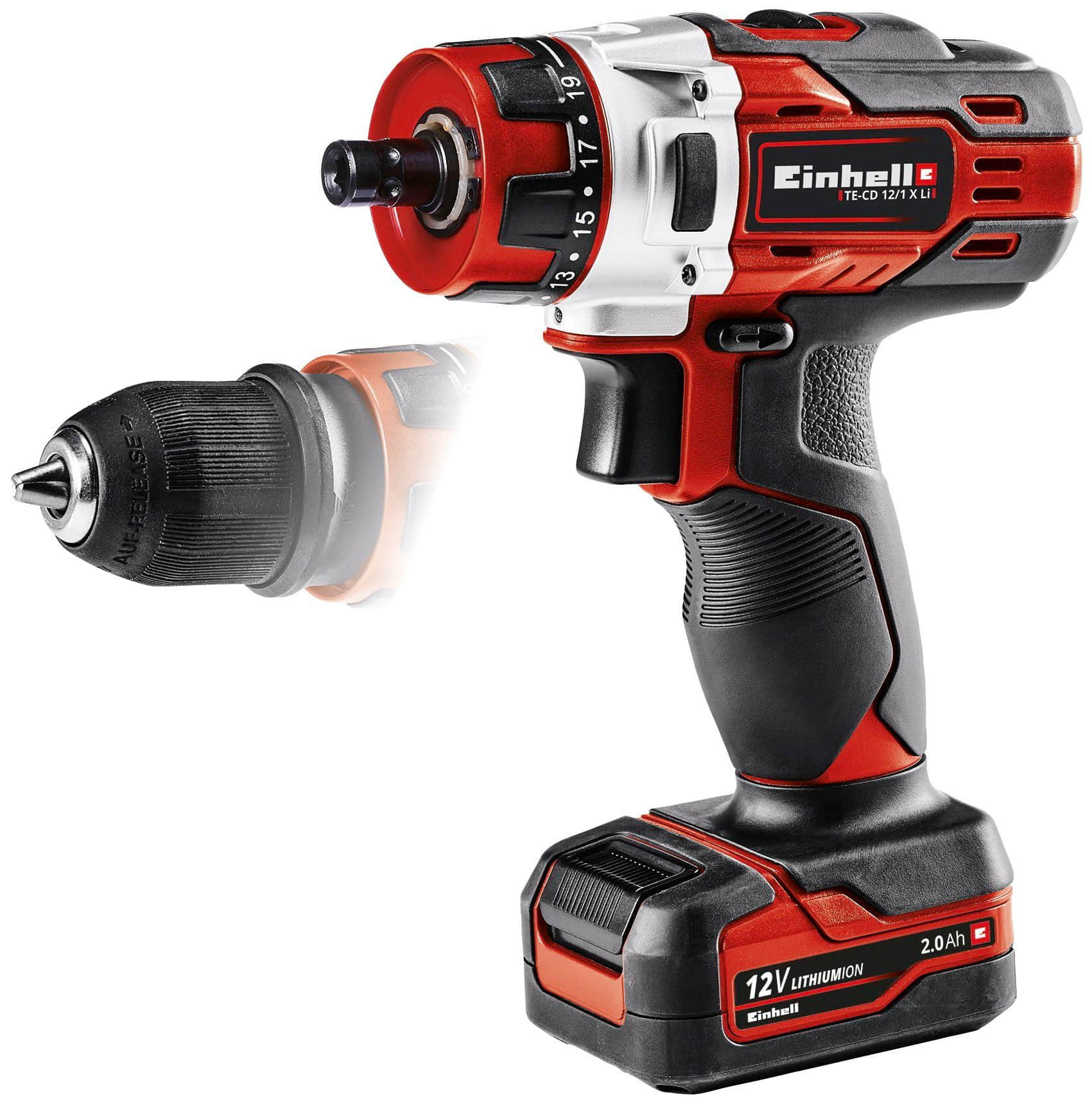 Werkzeug & Maschinen Einhell Einhell TE-CD 12/1 X-Li Akku-Bohrschrauber (12V, 1400 U/min, 30 Nm, 2-Gang, LED, Lithium-Ionen) inkl. Akku & Ladegerät - Ideal für Holz, Metall & DIY-Projekte