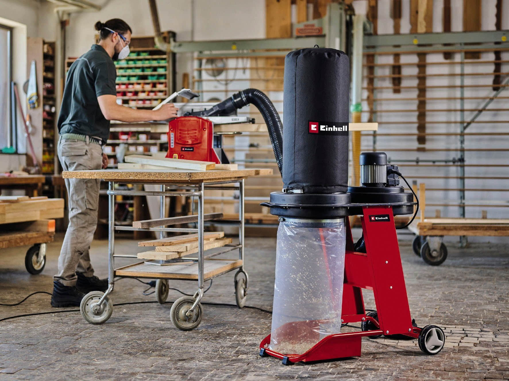 Einhell Einhell TE-VE 550/2 A Absauganlage | 550W Leistung | Automatiksteuerung | Mit Fahrgestell & Adapterset | Für Holz- und Metallspäne Werkzeug & Maschinen