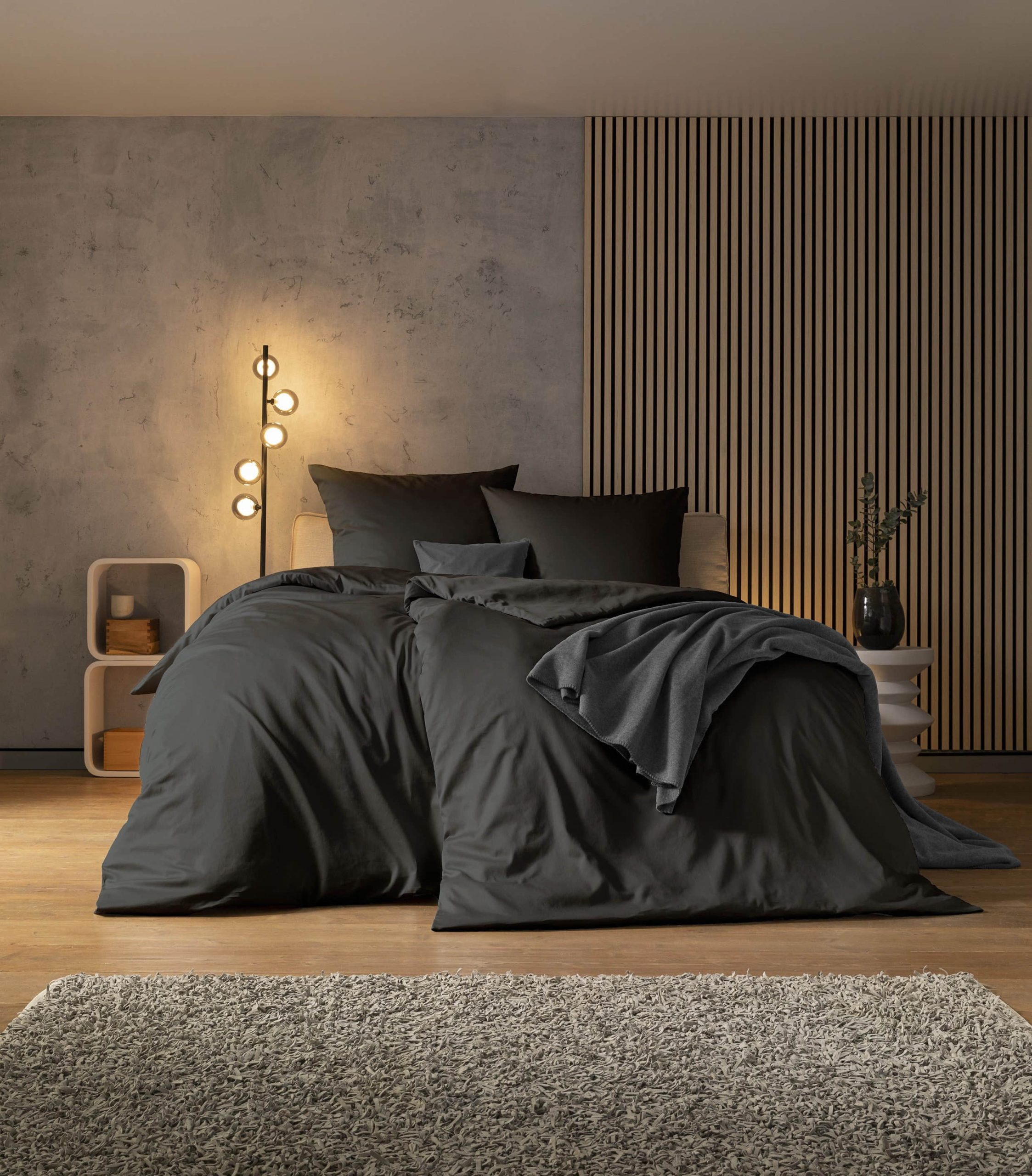 Estella Bettwäsche Valetta – Premium 100% Baumwolle Bettwäsche-Set in Maigrün | 2-teilig | 60°C waschbar | Für 135x200 cm Betten anthrazit Estella Bettwäsche