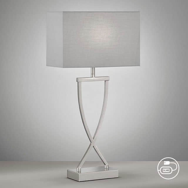 Lampen FISCHER \u0026 HONSEL FISCHER & HONSEL ANNI Modern Table Lamp - 1-Flame Metal Base with Fabric Shade, E27 Socket (Bulb Not Included), 51cm Height