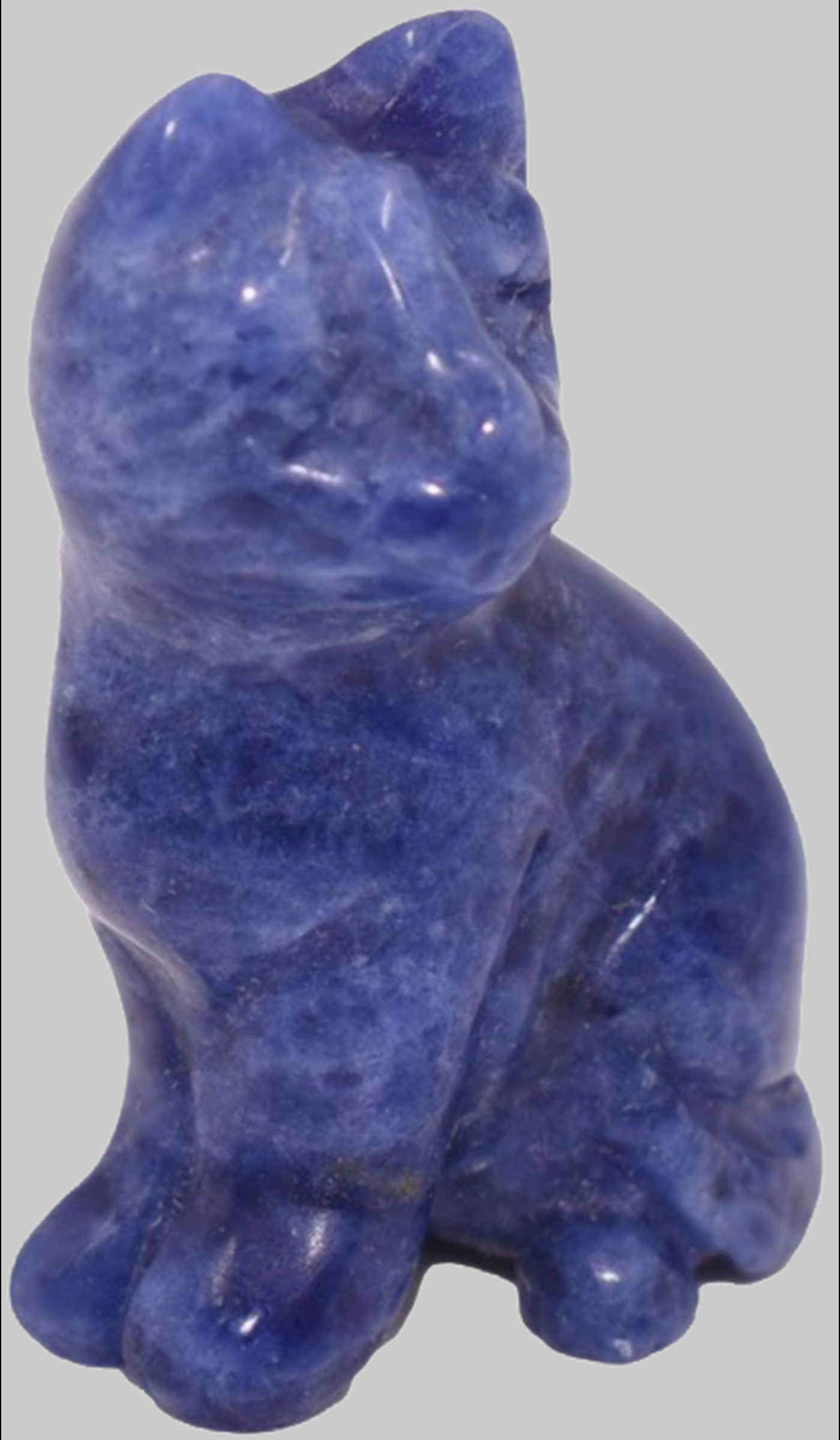 Firetti Dekoration Firetti Hand-Carved Sodalith Cat Figurine | Spiritual Decor Stone Sculpture | Ancient Egyptian Inspired Animal Statue | Unique Crystal Gift Idea