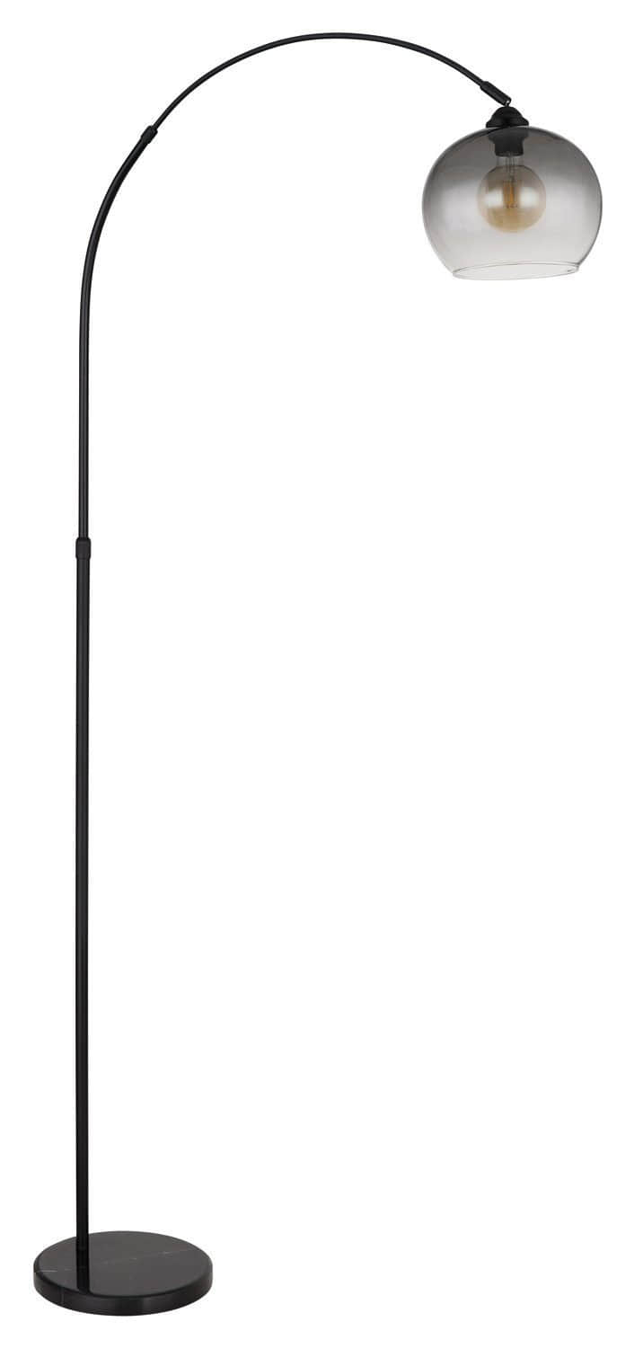 GLOBO LIGHTING GLOBO LIGHTING Bogenlampe NEWCASTLE - Höhenverstellbare Stehleuchte mit Marmorstandfuß, schwarzem Metallgestell & rauchfarbenem Glasschirm (196 cm) Lampen