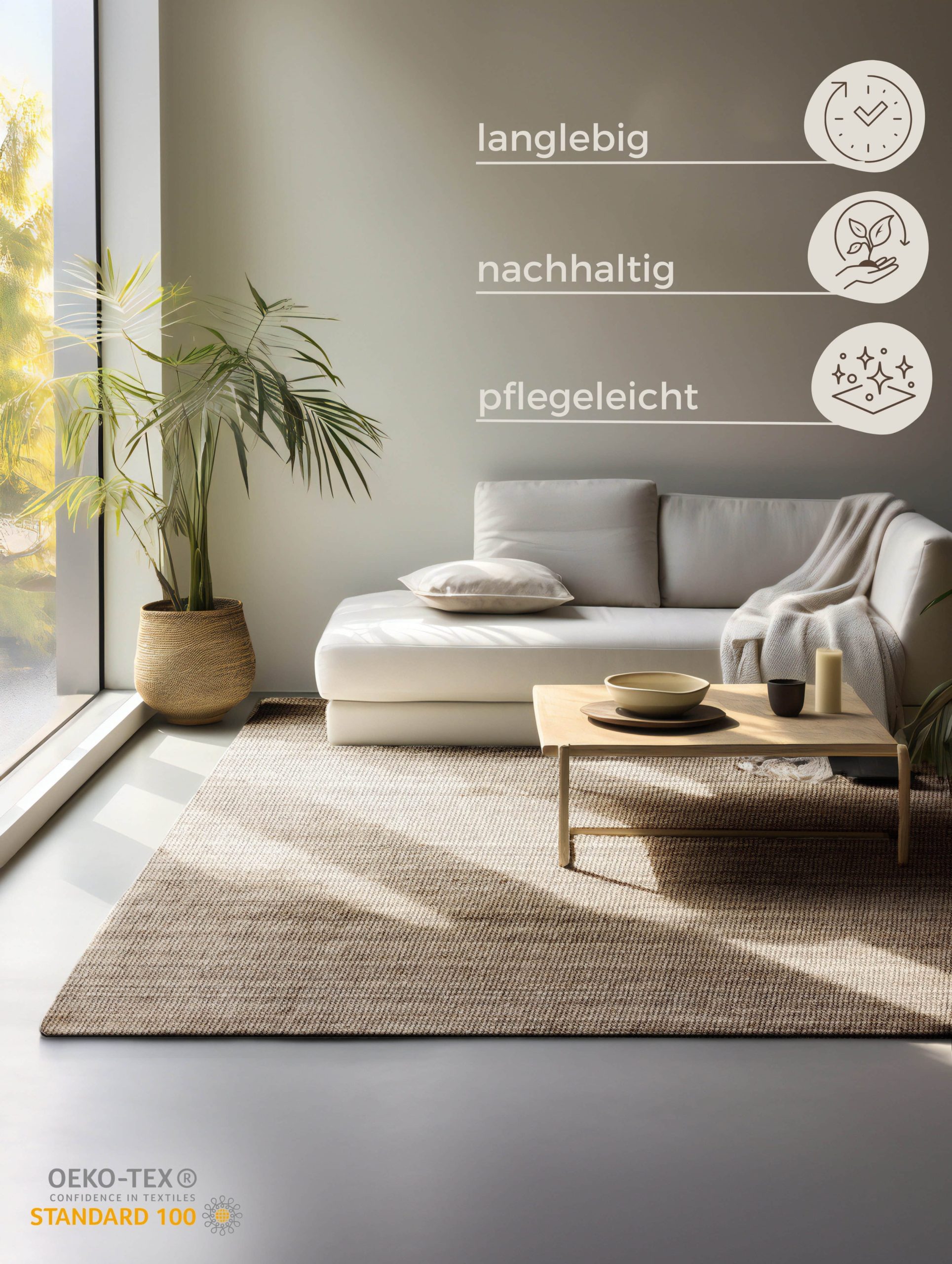HANSE Home HANSE Home Teppich 'Jaipur' | Natur Jute Teppich 10 mm Höhe | Handgewebt | Wohnzimmer, Flur, Schlafzimmer | Boho & Scandi Style | Fußbodenheizung geeignet Grau,Braun Teppiche