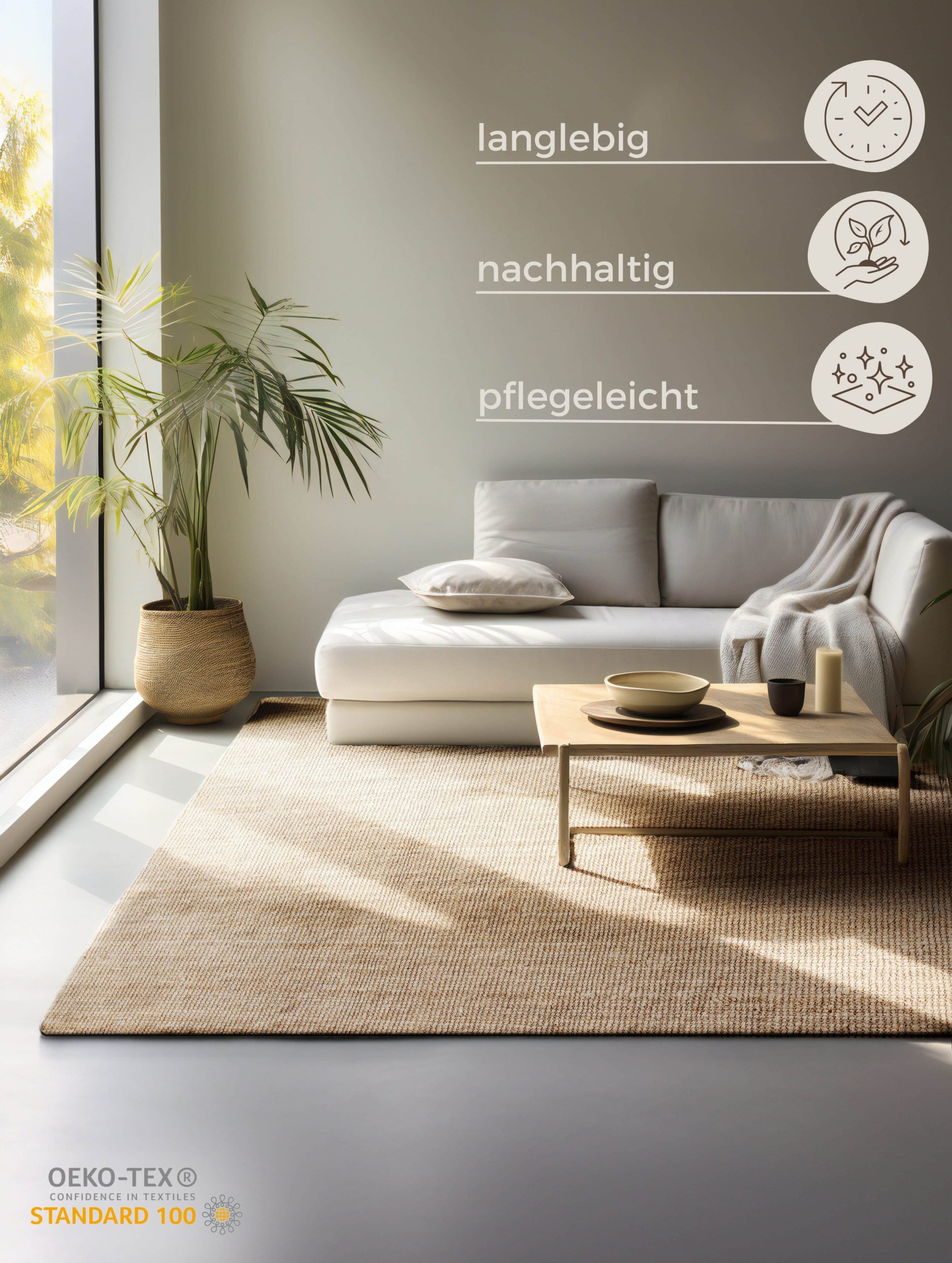 HANSE Home HANSE Home Teppich 'Jaipur' | Natur Jute Teppich 10 mm Höhe | Handgewebt | Wohnzimmer, Flur, Schlafzimmer | Boho & Scandi Style | Fußbodenheizung geeignet Naturgold Teppiche
