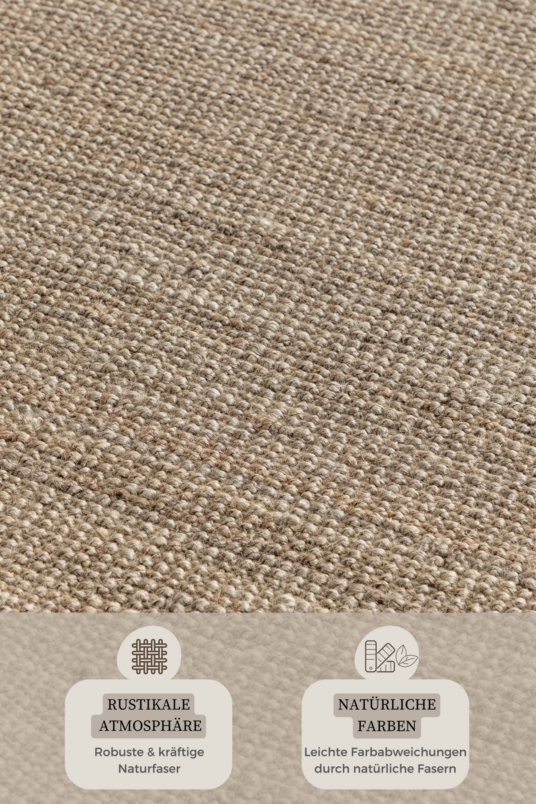 HANSE Home HANSE Home Teppich 'Jaipur' | Natur Jute Teppich 10 mm Höhe | Handgewebt | Wohnzimmer, Flur, Schlafzimmer | Boho & Scandi Style | Fußbodenheizung geeignet Grau,Braun Teppiche