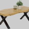 HELA HELA Couchtisch GERD - Wildeiche grau/schwarz | Baumkantenoptik | 110cm Breite | X-Gestell | Moderner Wohnzimmertisch Wildeiche/ Tische