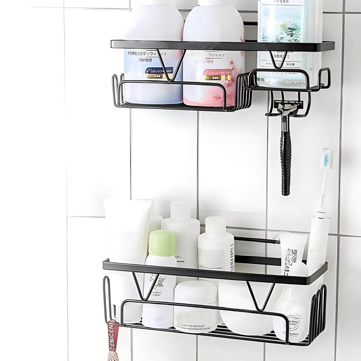 HYIEAR Aufbewahrung HYIEAR Premium Duschablage-Set ohne Bohren (2-teilig) | Edelstahl Duschregal mit Klemmtechnik | Rutschfeste Ablagen für Shampoo & Duschgel