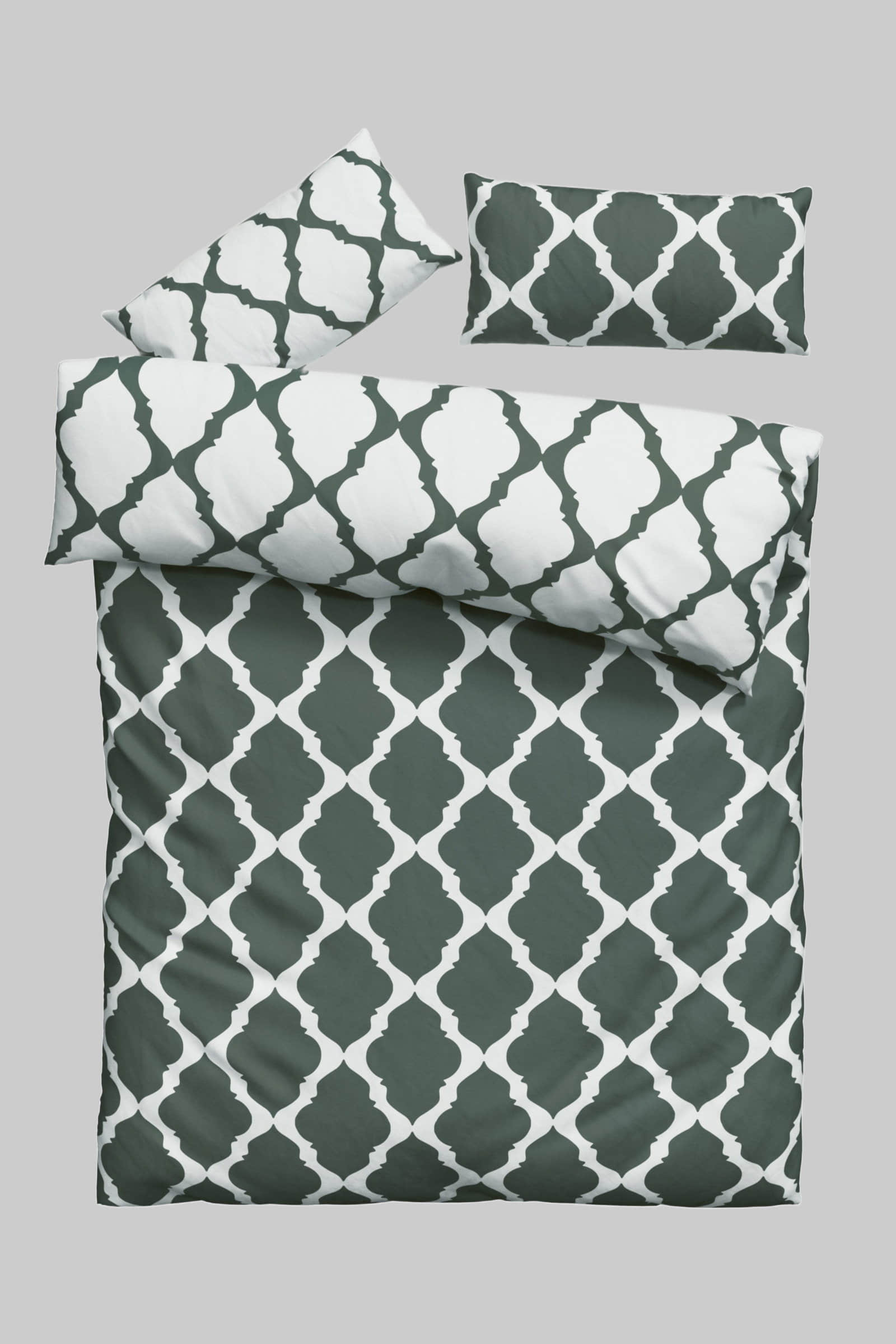 Bettwäsche Home affaire Home Affaire Alba Wendebettwäsche | Rautenmuster | 2-teilig | 100% Baumwolle | Renforcé & Flanell | Größen 135x200 & 155x220 cm | OEKO-TEX® zertifiziert grün/weiß