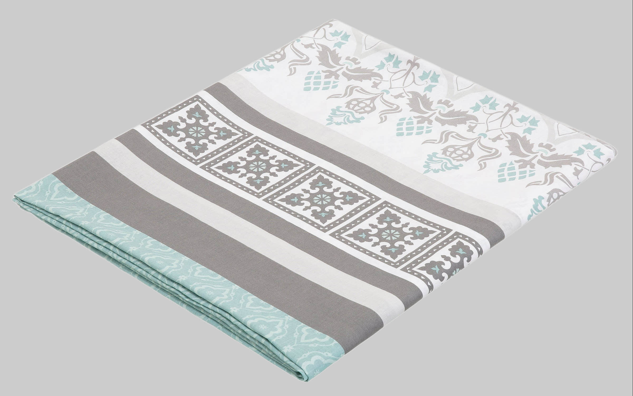 Home Affaire Cremona Tagesdecke - Leichte Baumwolldecke für Bett & Sofa (135x200/155x220cm) mit romantischem Muster, maschinenwaschbar grau/mint Wohn- & Tagesdecken Home affaire