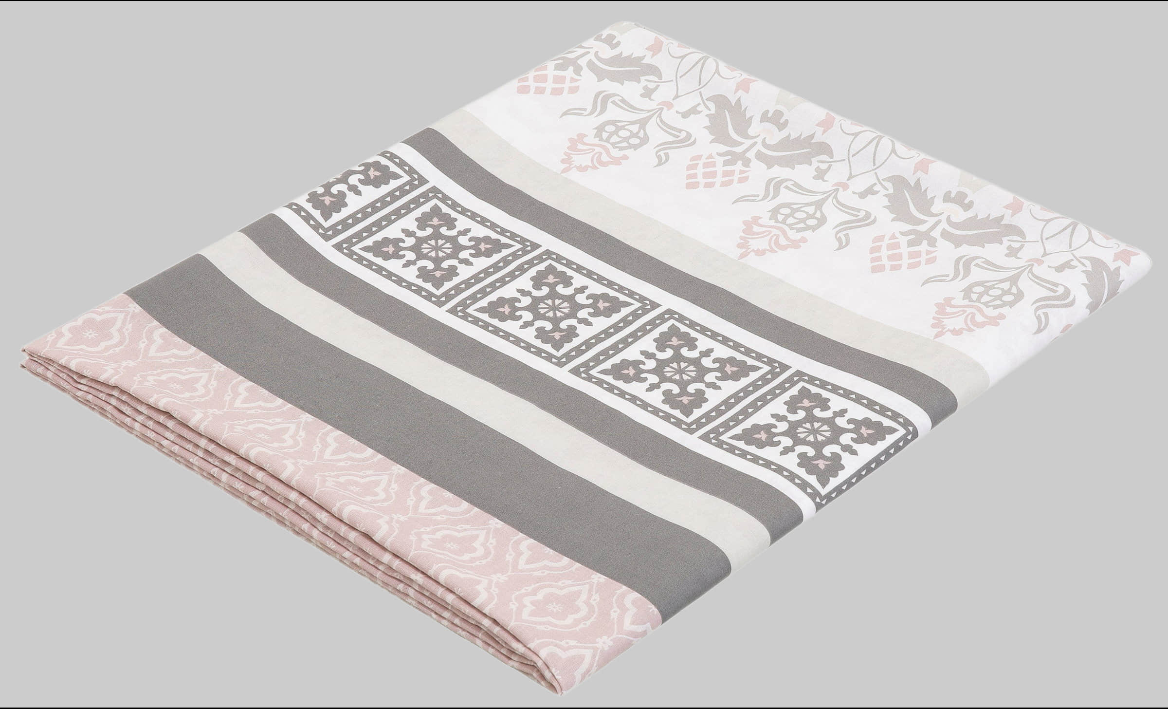Wohn- & Tagesdecken Home affaire Home Affaire Cremona Tagesdecke - Leichte Baumwolldecke für Bett & Sofa (135x200/155x220cm) mit romantischem Muster, maschinenwaschbar grau/rosa