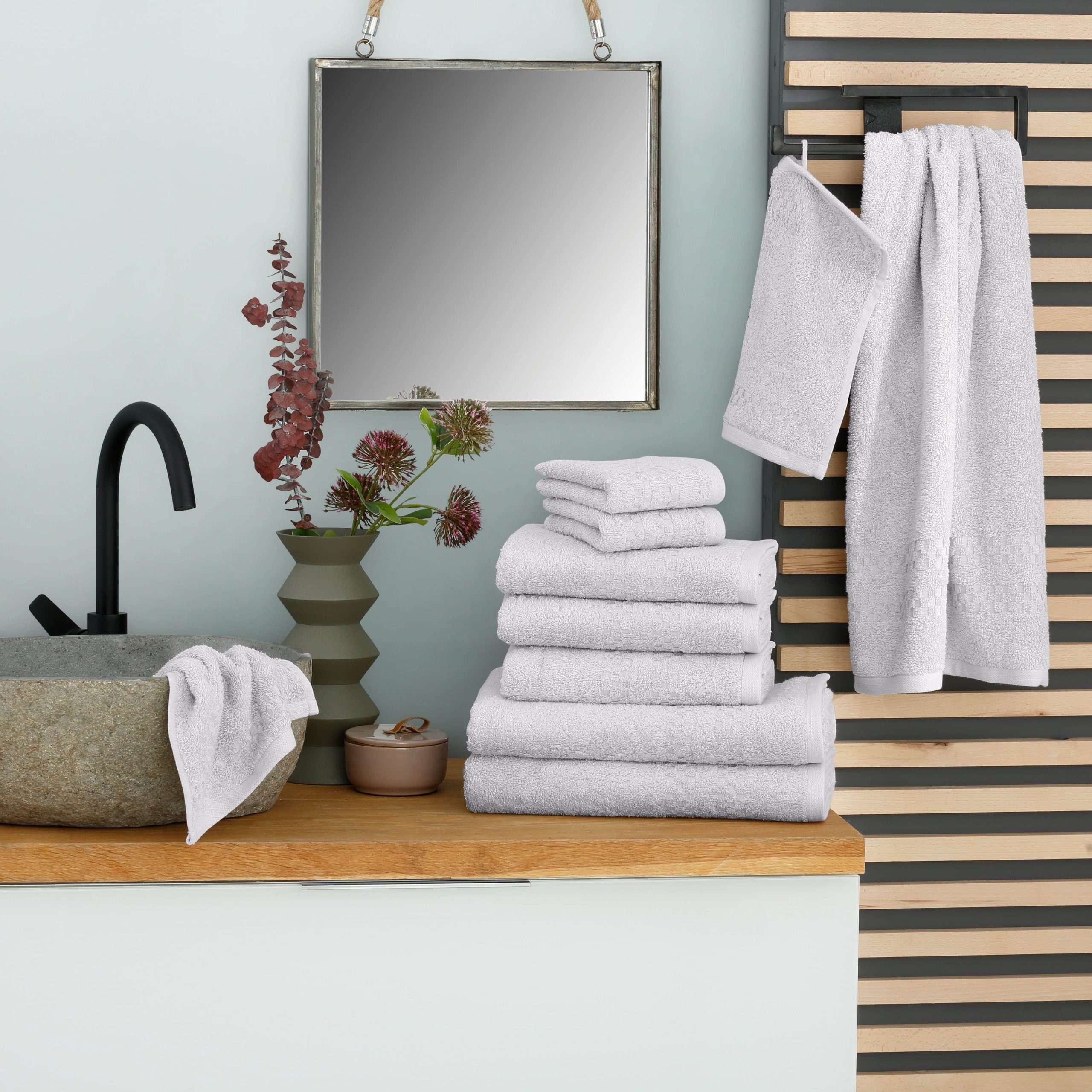 Home Affaire 'Regona' Premium Handtuch-Set (10-teilig) - 100% Baumwolle 500 g/m² mit Duschtüchern 70x140 cm, Handtüchern 50x100 cm, OEKO-TEX® zertifiziert hellgrau Home affaire Handtücher