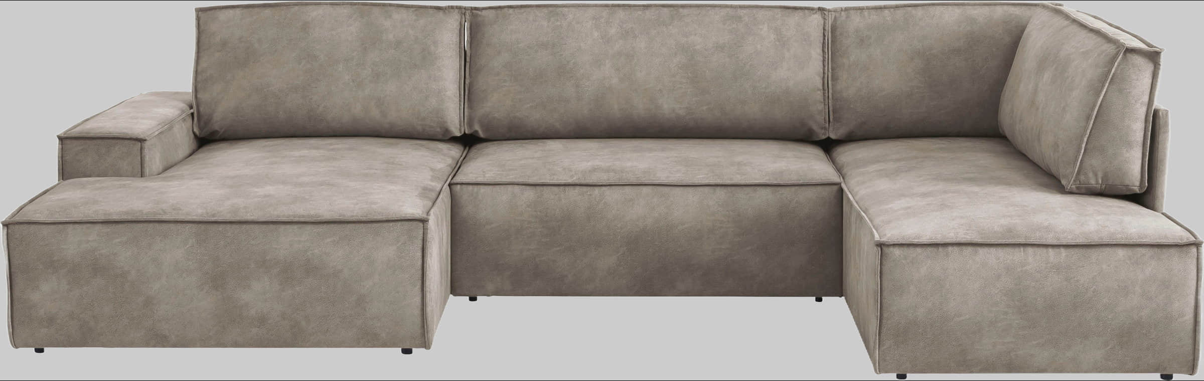 Home affaire Sofas Home Affaire SHERWOOD XXL 329cm U-Shape Sofa Bed | Convertible Sectional with Storage (194x139cm) | Cord/Vintage/Samtvelours | Premium Modular Living Room Set mittelgrau