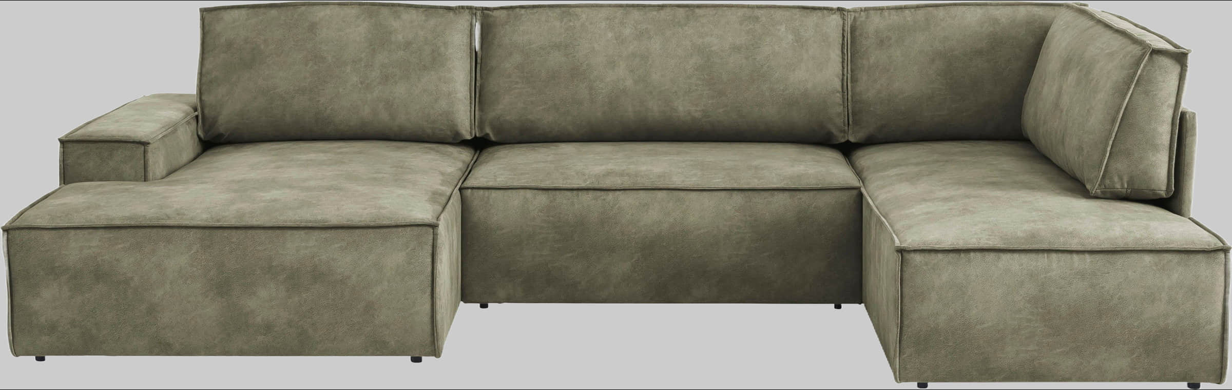 Home Affaire SHERWOOD XXL 329cm U-Shape Sofa Bed | Convertible Sectional with Storage (194x139cm) | Cord/Vintage/Samtvelours | Premium Modular Living Room Set olivgrün Sofas Home affaire