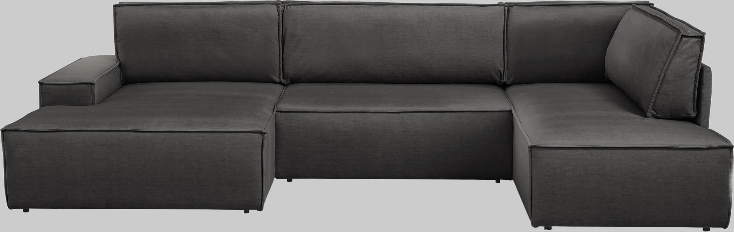 Home Affaire SHERWOOD XXL 329cm U-Shape Sofa Bed | Convertible Sectional with Storage (194x139cm) | Cord/Vintage/Samtvelours | Premium Modular Living Room Set charcoal Home affaire Sofas