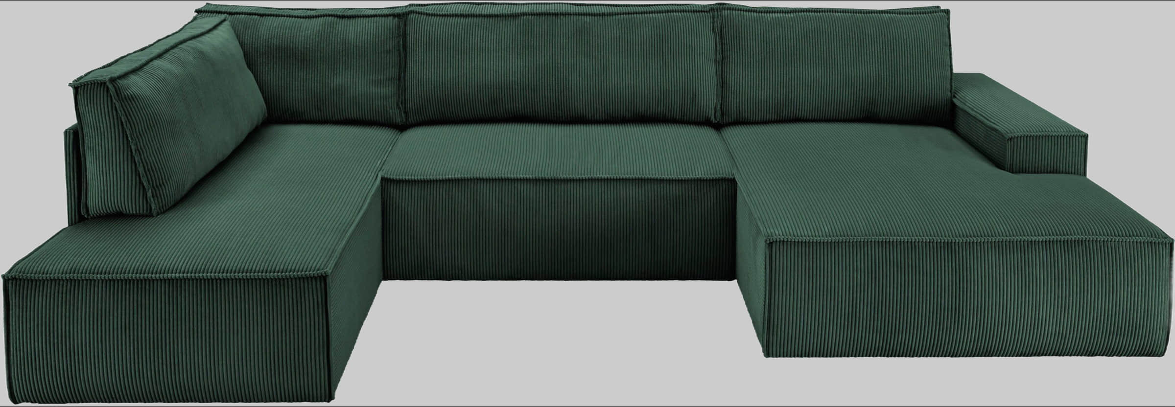 Home Affaire SHERWOOD XXL 329cm U-Shape Sofa Bed | Convertible Sectional with Storage (194x139cm) | Cord/Vintage/Samtvelours | Premium Modular Living Room Set dunkelgrün Sofas Home affaire