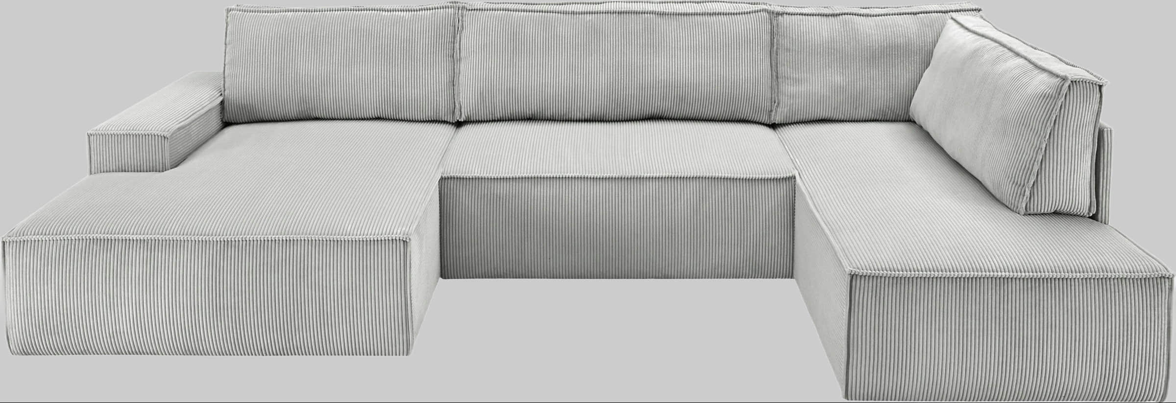 Home Affaire SHERWOOD XXL 329cm U-Shape Sofa Bed | Convertible Sectional with Storage (194x139cm) | Cord/Vintage/Samtvelours | Premium Modular Living Room Set hellgrau Sofas Home affaire