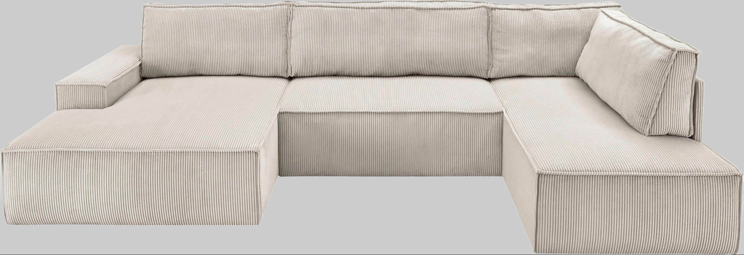 Home Affaire SHERWOOD XXL 329cm U-Shape Sofa Bed | Convertible Sectional with Storage (194x139cm) | Cord/Vintage/Samtvelours | Premium Modular Living Room Set hellbeige Home affaire Sofas