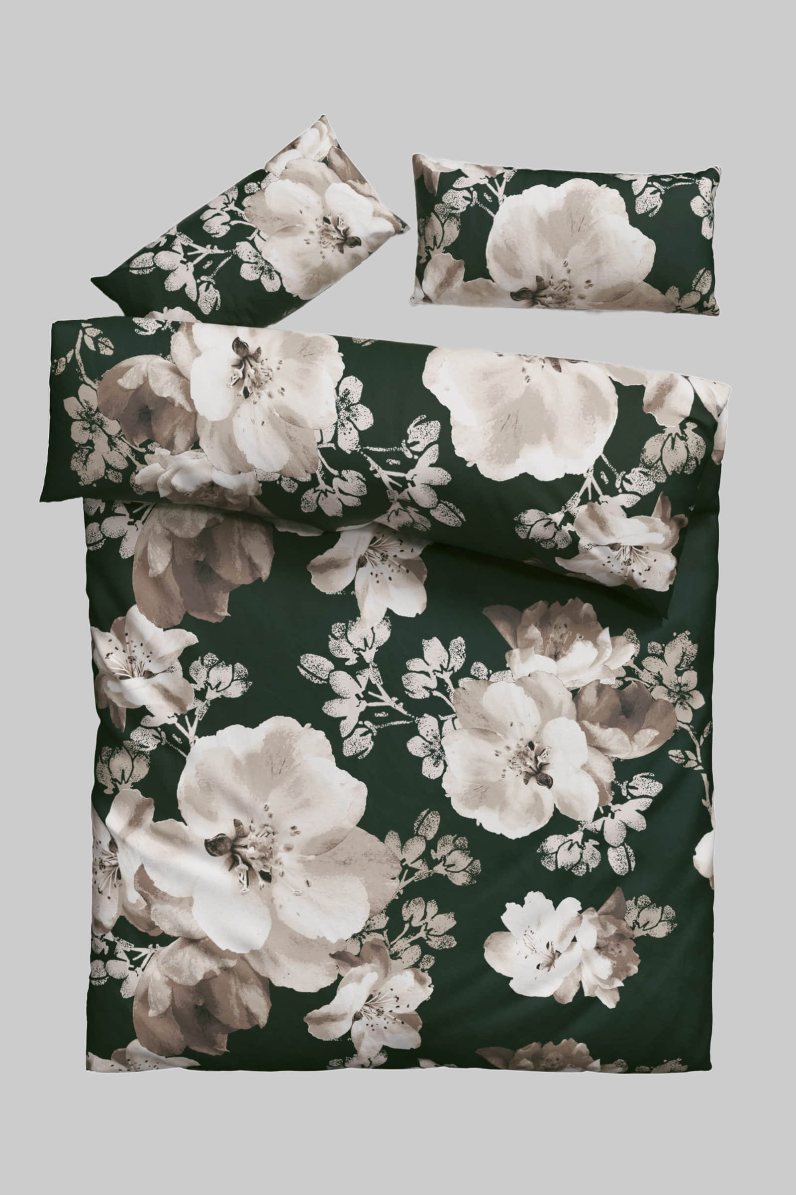 Bettwäsche Home affaire Home affaire Bettwäsche »MELINA« – Florale 2-teilige Garnitur mit Reißverschluss | 100% Baumwolle | Renforcé-Qualität | Größen ab 135x200 cm dunkelgrün