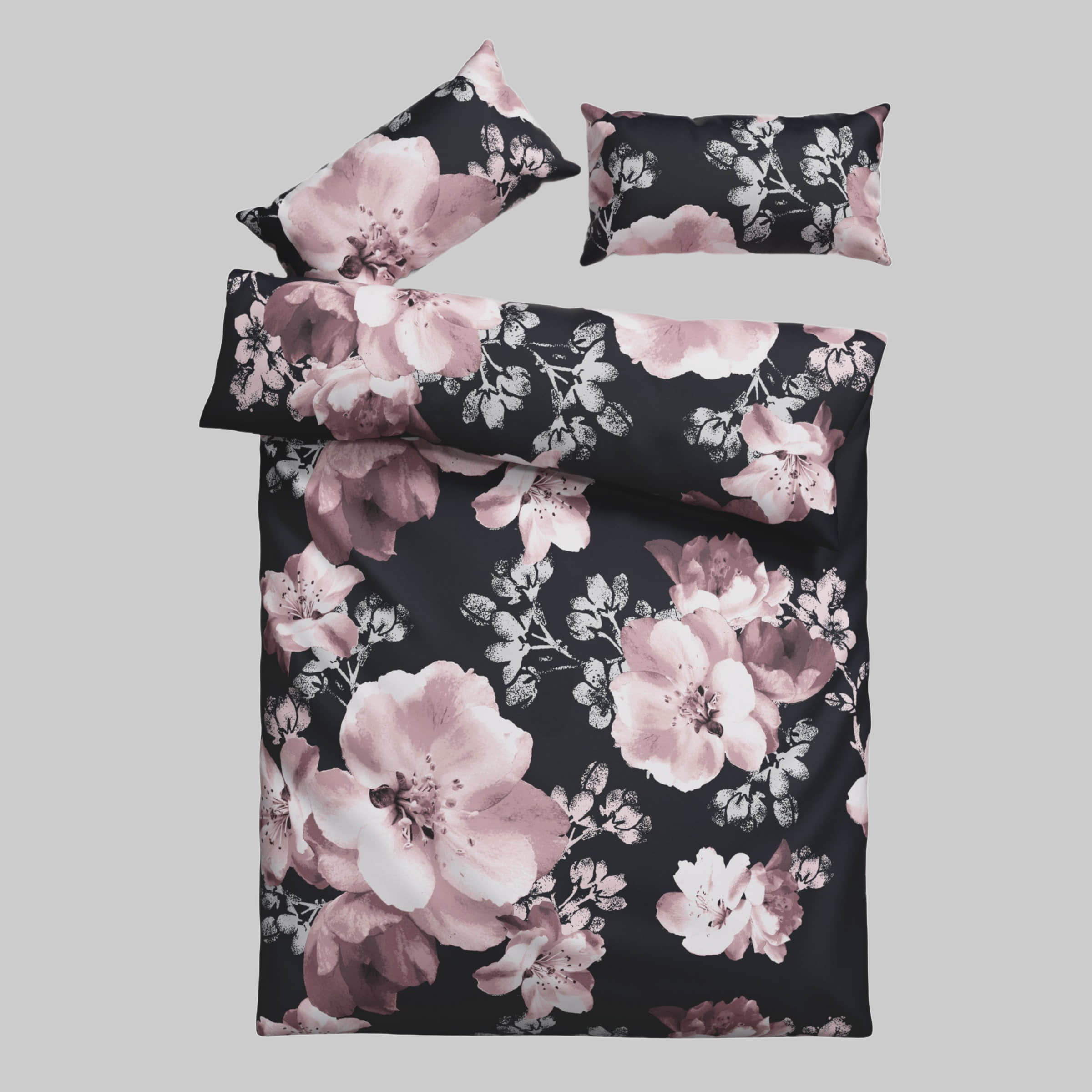 Home affaire Bettwäsche »MELINA« – Florale 2-teilige Garnitur mit Reißverschluss | 100% Baumwolle | Renforcé-Qualität | Größen ab 135x200 cm blau Bettwäsche Home affaire