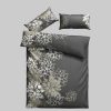 Bettwäsche Home affaire Home affaire Bettwäsche »Susan« Blumen-Design | 100% Baumwolle (Linon/Biber) | OEKO-TEX® MADE IN GREEN | Größen 135x200 & 155x220 cm anthrazit