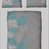Home affaire Home affaire Bettwäsche »Susan« Blumen-Design | 100% Baumwolle (Linon/Biber) | OEKO-TEX® MADE IN GREEN | Größen 135x200 & 155x220 cm türkis/grau Bettwäsche