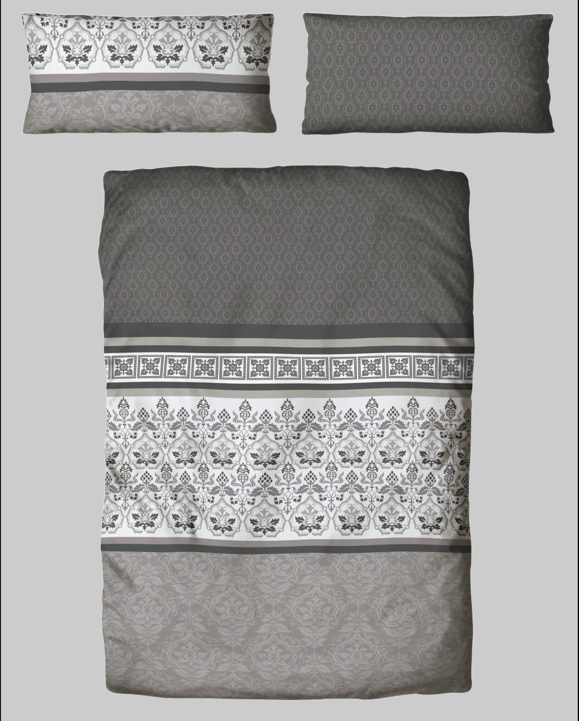 Home affaire 'Cremona' Reversible Bedding Set | Premium Polycotton Blend | OEKO-TEX Certified | Sustainable Cotton | 2-Piece Set (Duvet Cover + Pillowcase) | 135x200cm anthrazit- Bettwäsche Home affaire