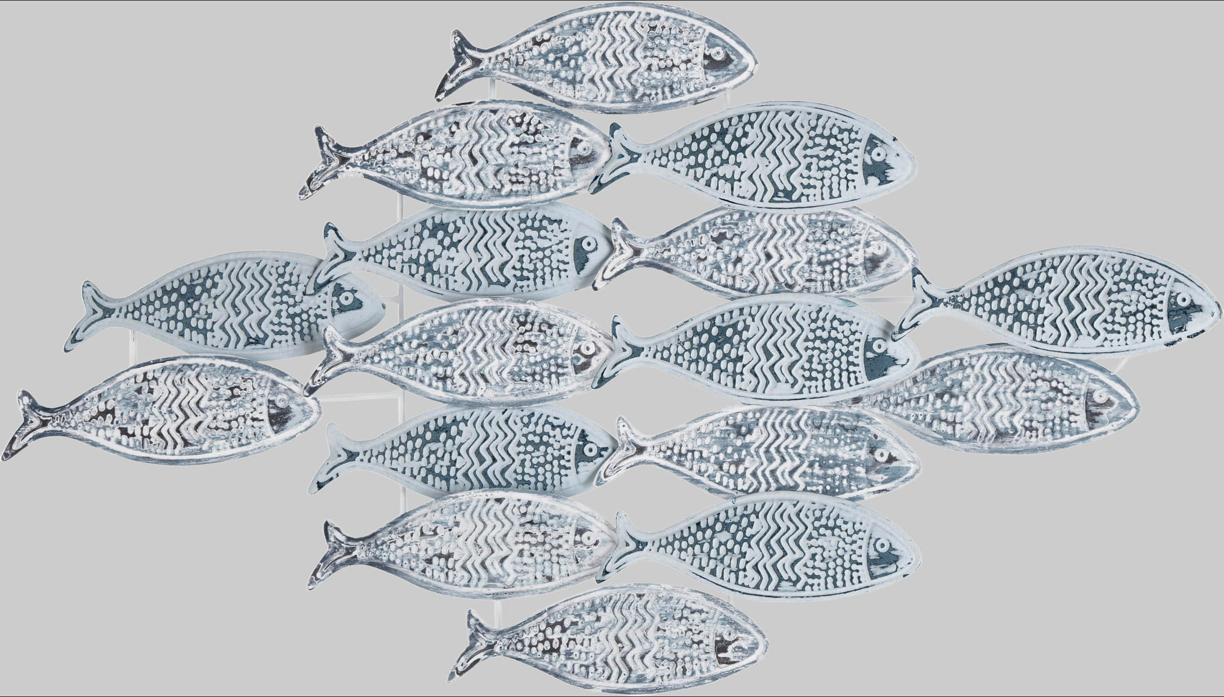 Home affaire Dekoration Home affaire Distressed Metal Fish Wall Art - Shabby Chic Coastal Decor - School of Fish Wall Hanging - Vintage Nautical Wall Decor