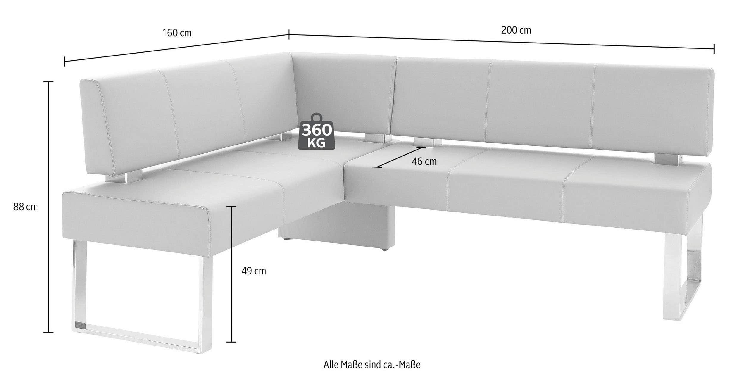 Sitzbänke Home affaire Home affaire Eckbank »Rab« – Polsterbank in 180 cm oder 200 cm Breite, Massivholzgestell, wahlweise Bezugsqualitäten | Gemütliche Sitzgelegenheit für Esszimmer & Wohnbereich hellgrau (