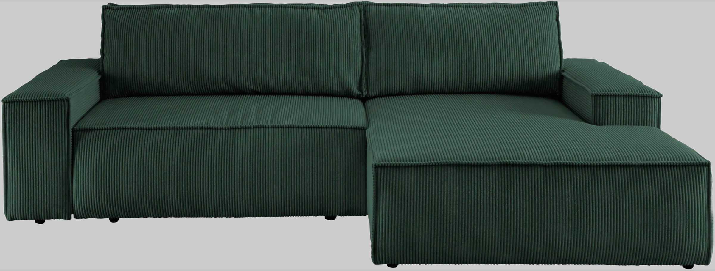 Home affaire Sofas Home affaire Ecksofa SHERWOOD Schlafsofa 267 cm L-Form mit Bettkasten (210x136 cm) | Cord, Vintage & Samtvelours Bezug | Premium Qualität dunkelgrün