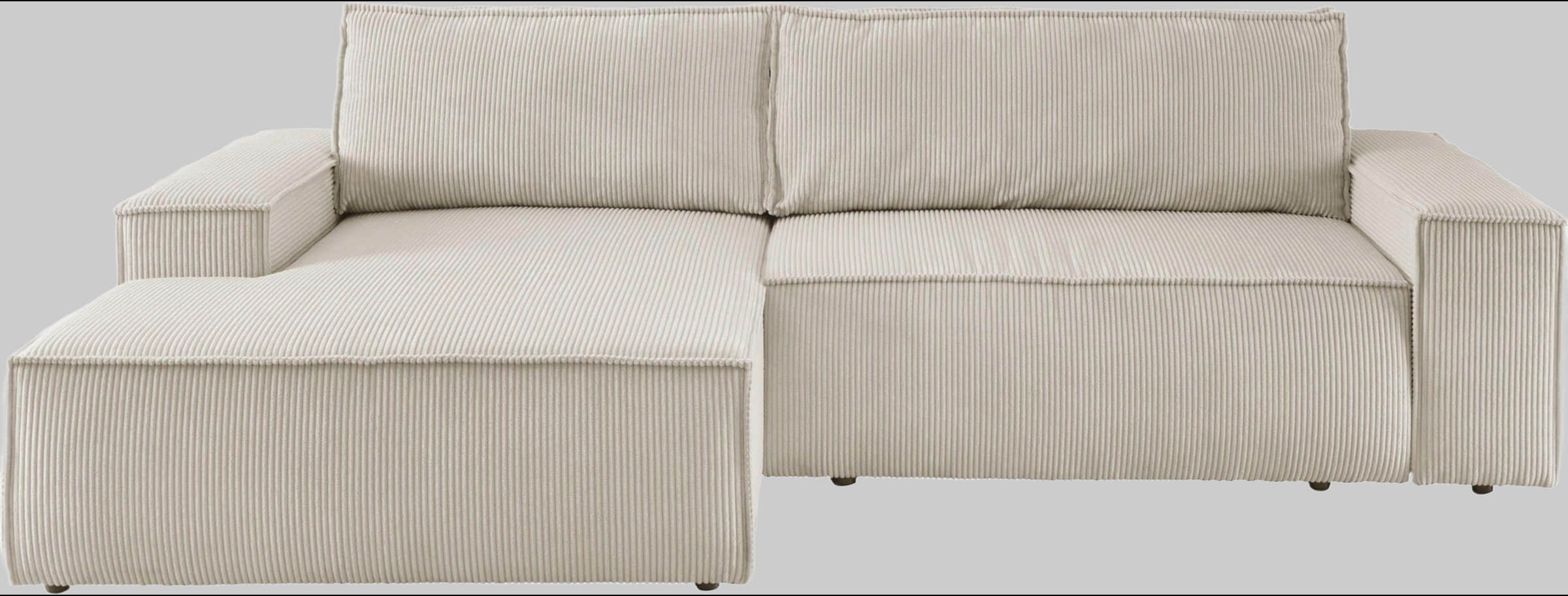 Home affaire Home affaire Ecksofa SHERWOOD Schlafsofa 267 cm L-Form mit Bettkasten (210x136 cm) | Cord, Vintage & Samtvelours Bezug | Premium Qualität hellbeige Sofas