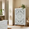 Home affaire 'Kenmare' Solid Mango Wood Storage Cabinet - 100cm Wide with Decorative Carvings & Two Shelves Naturfarben Schränke Home affaire
