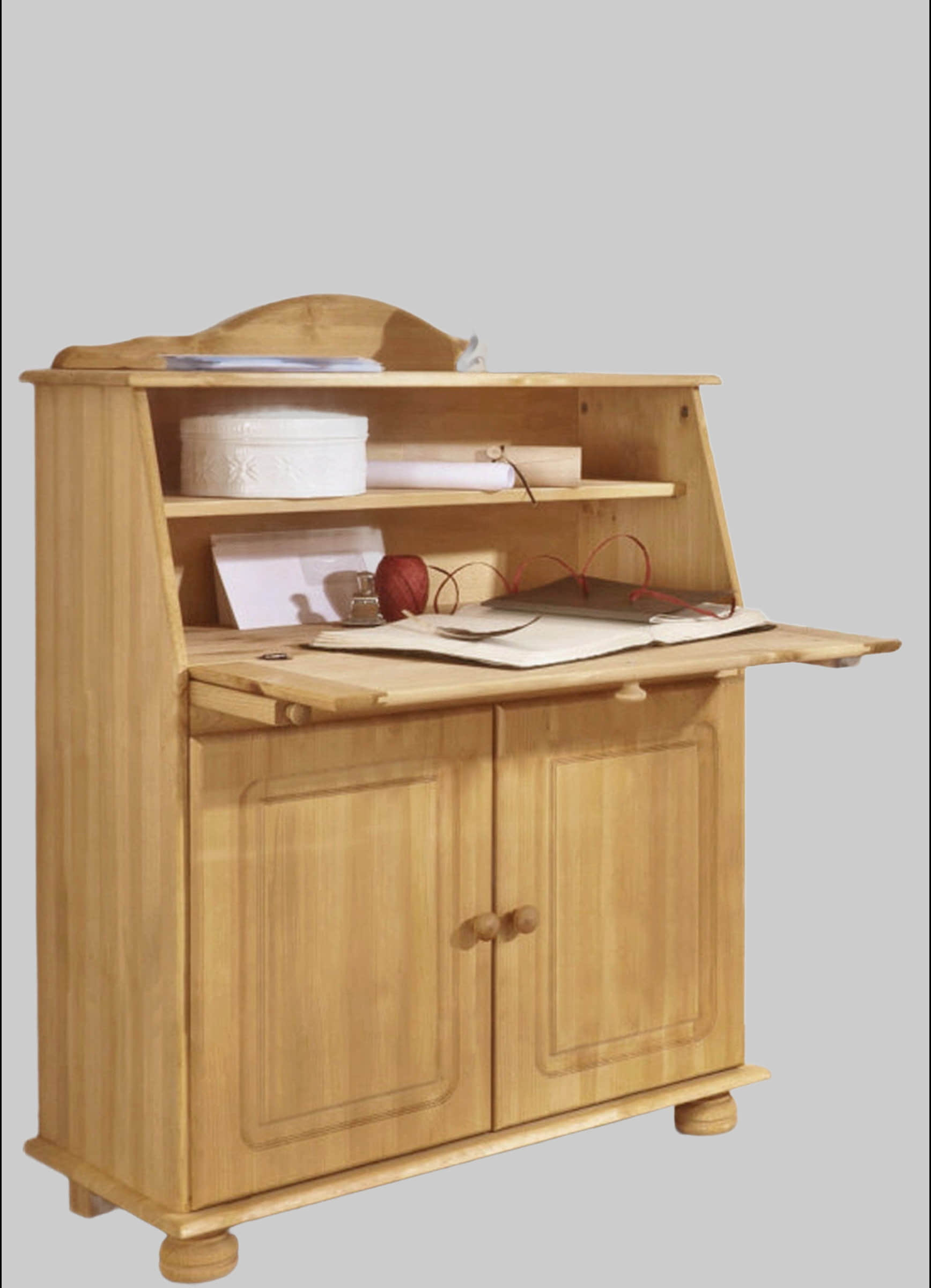 Home affaire Sekretär »Mette« Landhausstil aus Massivholz (Kiefer) | 82 cm Breite mit verstellbaren Fächern & klappbarer Schreibtischplatte natur gebe Tische Home affaire