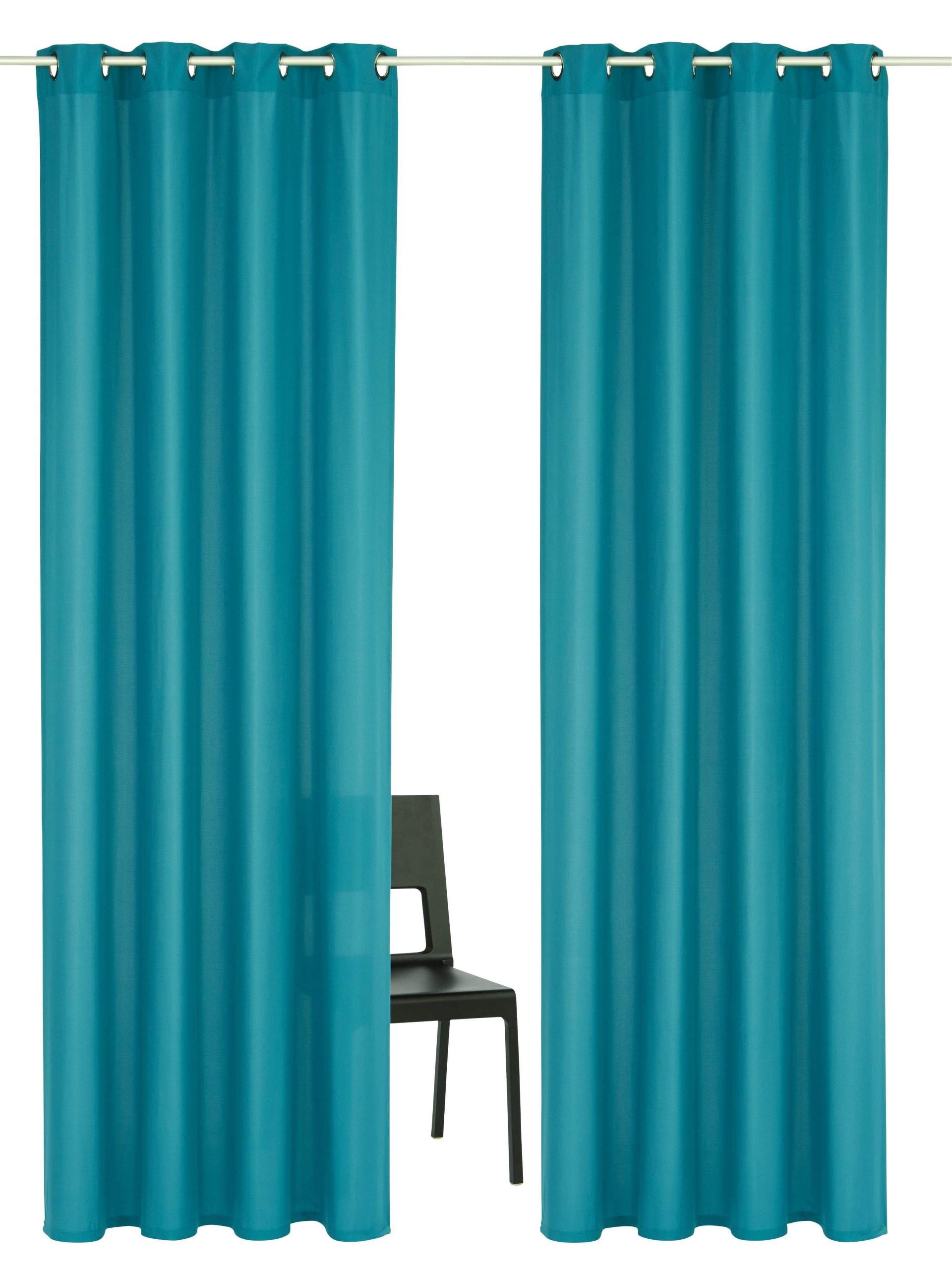 Home affaire Vorhang »Parry« (2 Stück) - Blickdichter Ösenvorhang aus Polyester, 140x245 cm, grau - Premium Qualität für optimalen Sicht- und Lichtschutz aquablau Home affaire Gardinen