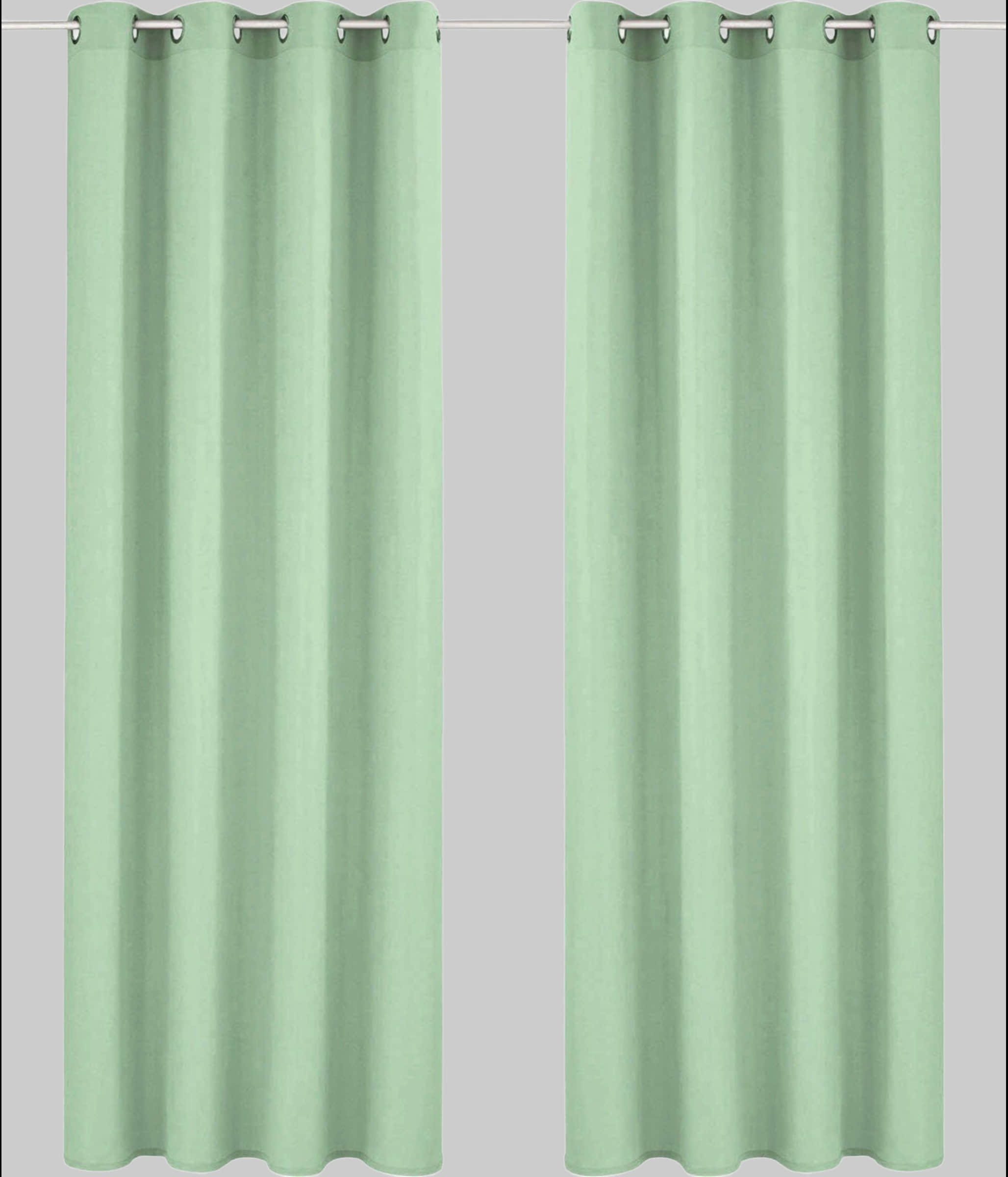 Home affaire Vorhang »Parry« (2 Stück) - Blickdichter Ösenvorhang aus Polyester, 140x245 cm, grau - Premium Qualität für optimalen Sicht- und Lichtschutz lindgrün Gardinen Home affaire