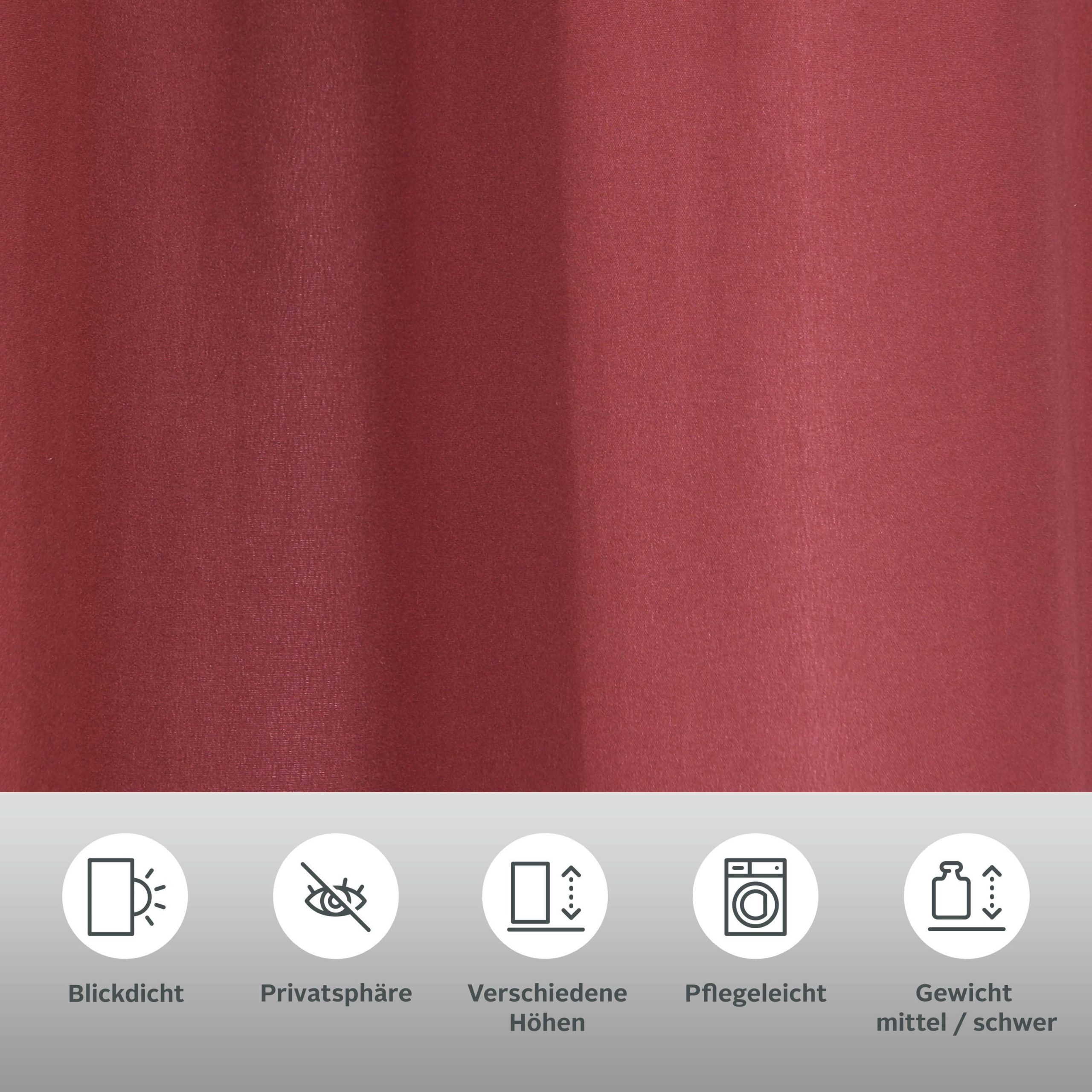 Gardinen Home affaire Home affaire Vorhang »Parry« (2 Stück) - Blickdichter Ösenvorhang aus Polyester, 140x245 cm, grau - Premium Qualität für optimalen Sicht- und Lichtschutz bordeaux