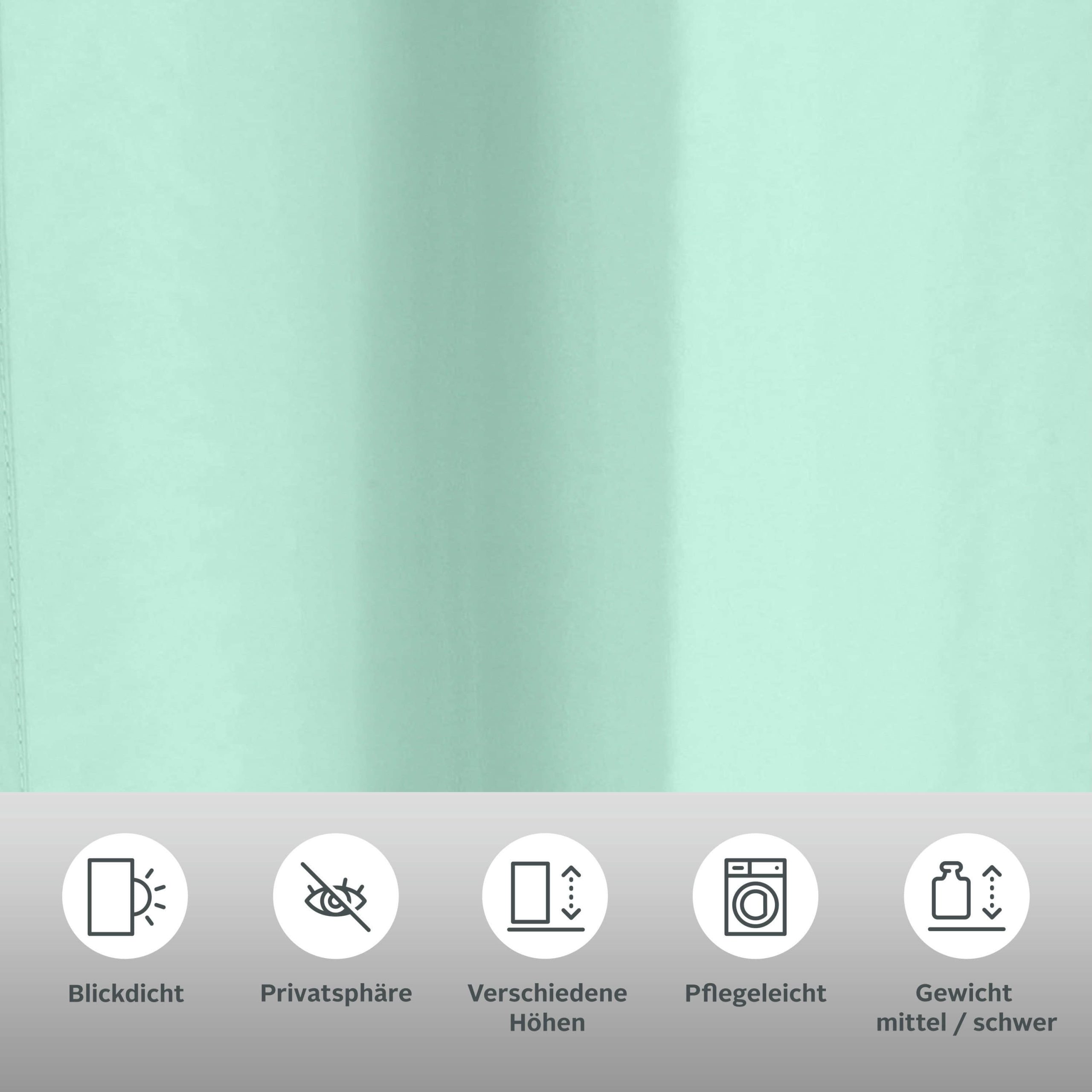 Home affaire Gardinen Home affaire Vorhang »Parry« (2 Stück) - Blickdichter Ösenvorhang aus Polyester, 140x245 cm, grau - Premium Qualität für optimalen Sicht- und Lichtschutz mint