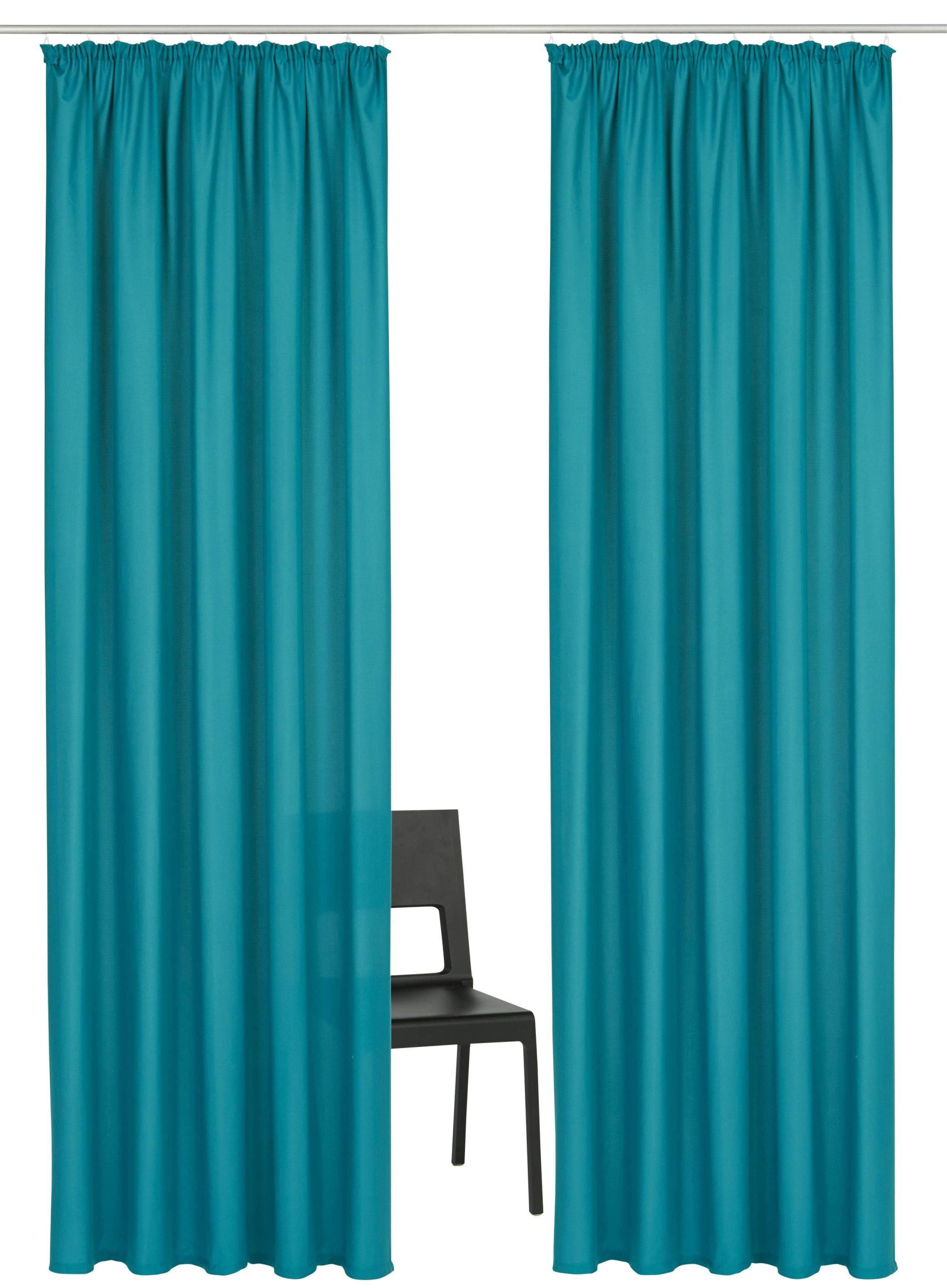 Home affaire Vorhang »Parry« 2er-Set mit Kräuselband | Blickdichtes Polyester in Monochrom | 140x250 cm pro Bahn | Pflegeleicht & schnell trocknend | Moderner Sichtschutz für Fenster aquablau Home affaire Gardinen