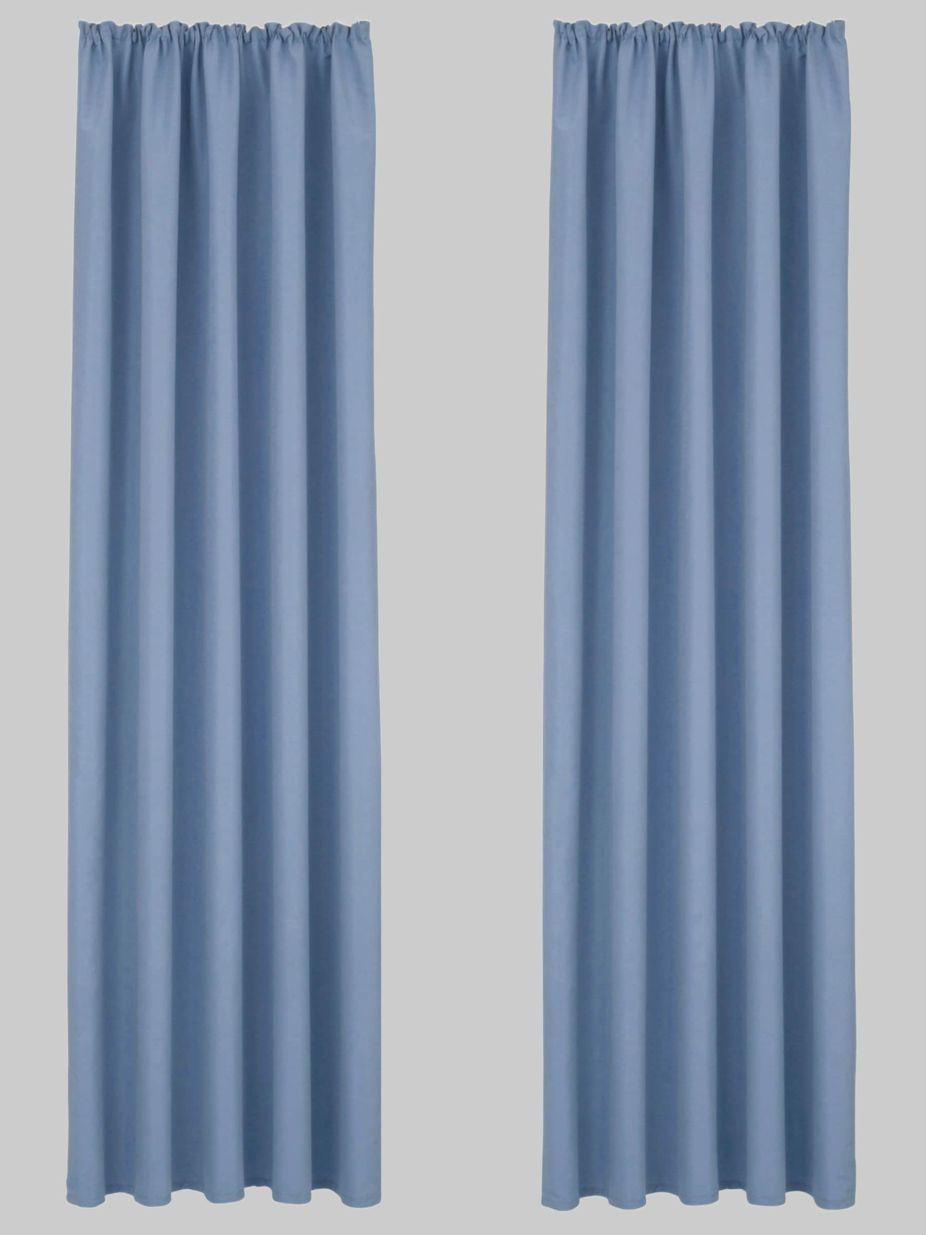 Home affaire Home affaire Vorhang »Parry« 2er-Set mit Kräuselband | Blickdichtes Polyester in Monochrom | 140x250 cm pro Bahn | Pflegeleicht & schnell trocknend | Moderner Sichtschutz für Fenster blau Gardinen