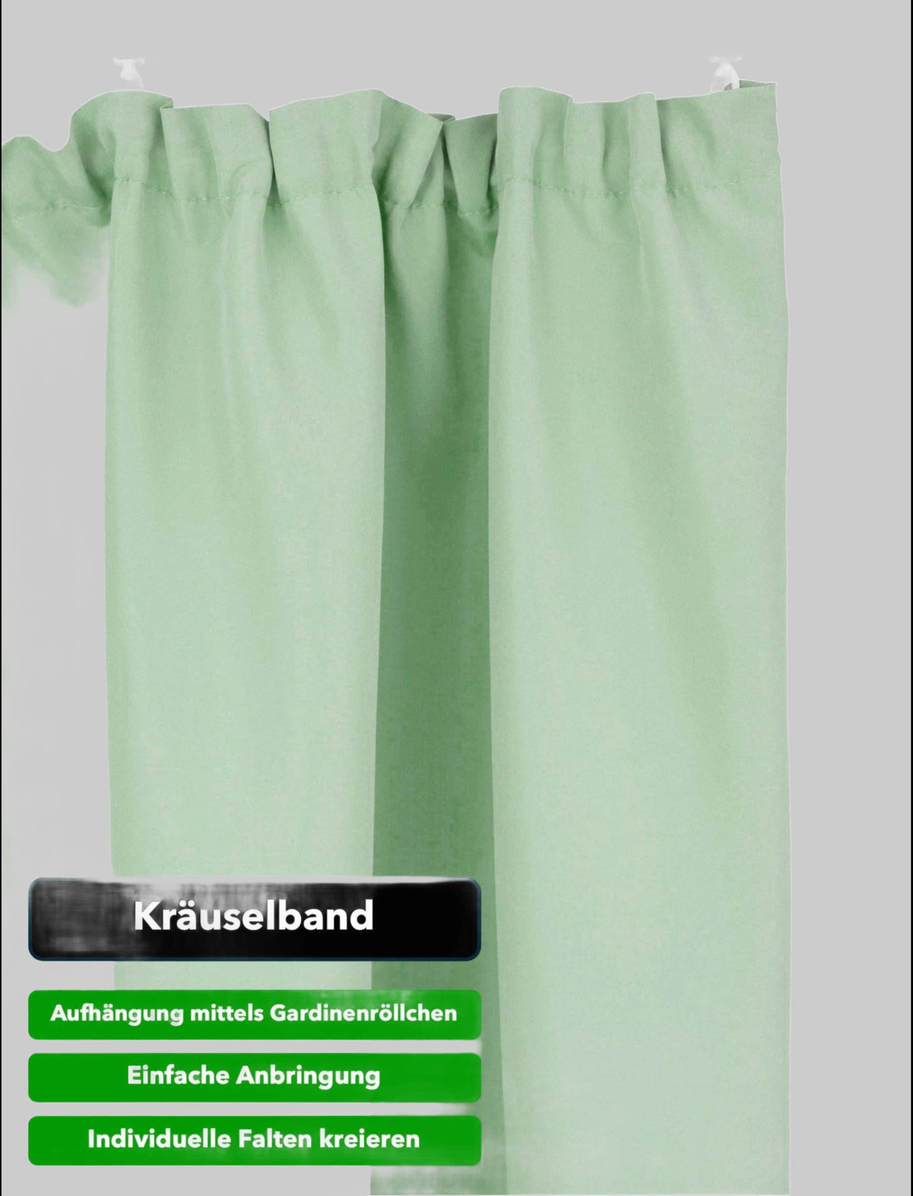 Home affaire Gardinen Home affaire Vorhang »Parry« 2er-Set mit Kräuselband | Blickdichtes Polyester in Monochrom | 140x250 cm pro Bahn | Pflegeleicht & schnell trocknend | Moderner Sichtschutz für Fenster lindgrün