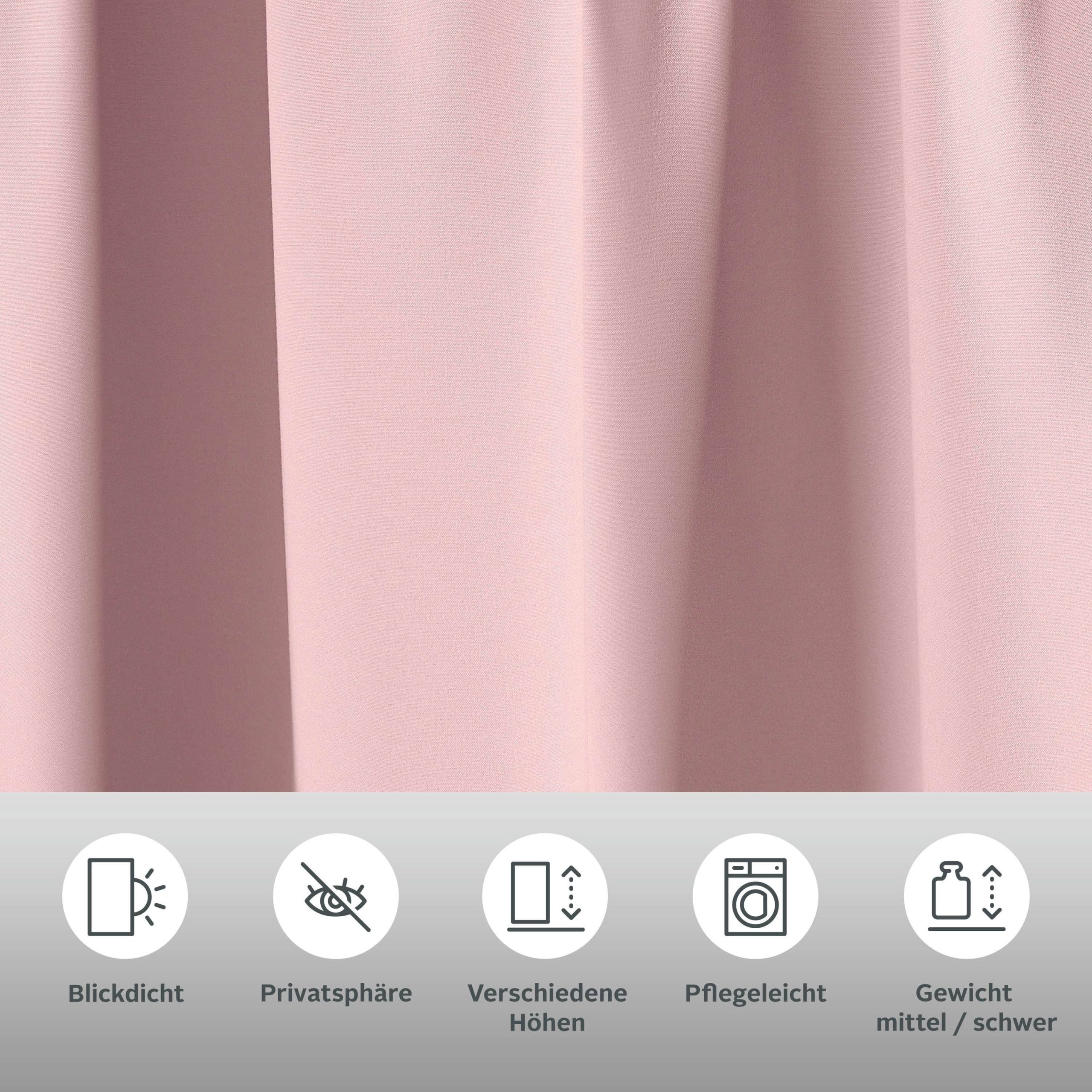Home affaire Vorhang »Parry« 2er-Set mit Kräuselband | Blickdichtes Polyester in Monochrom | 140x250 cm pro Bahn | Pflegeleicht & schnell trocknend | Moderner Sichtschutz für Fenster rosé Home affaire Gardinen
