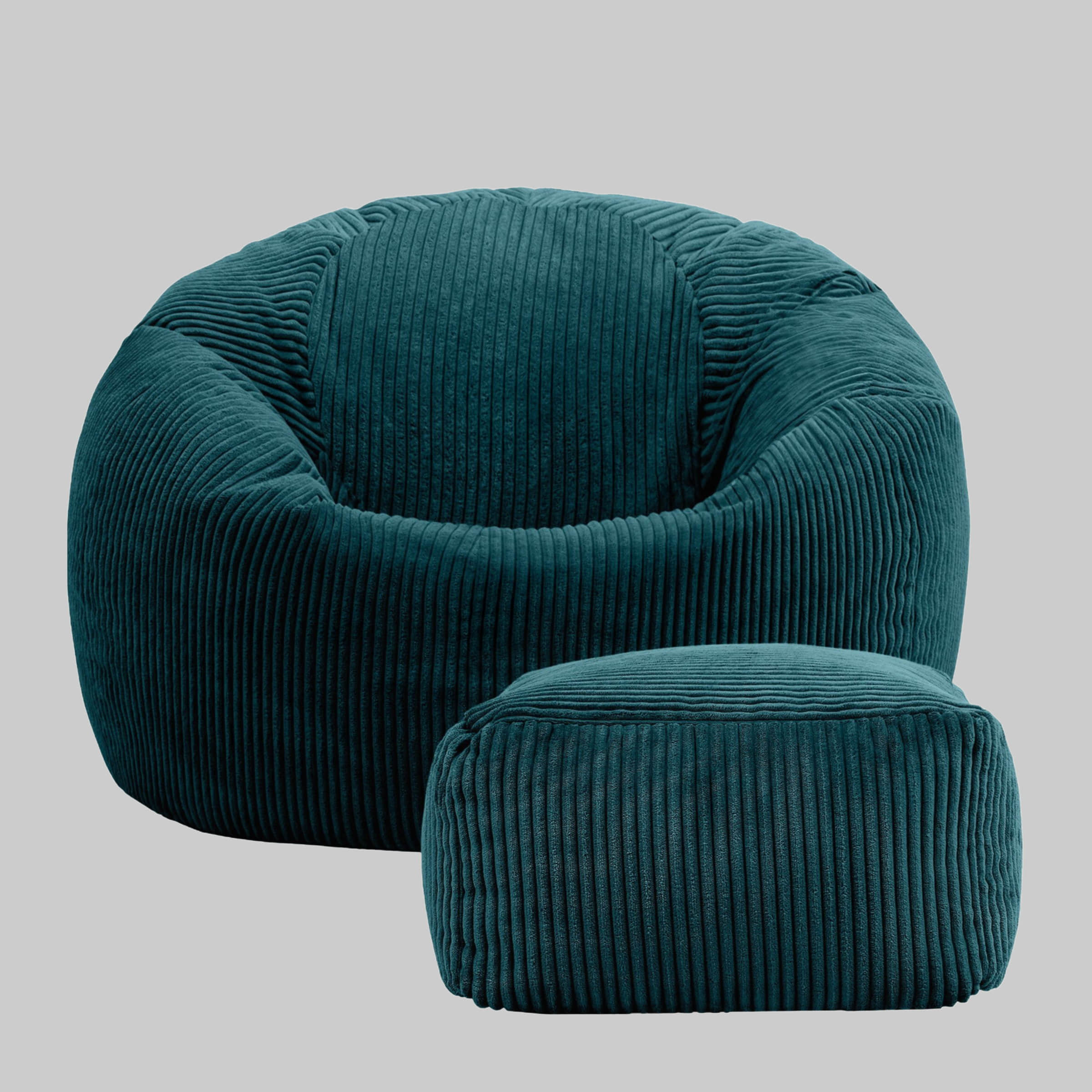 ICON Kingston Sitzsack aus Cord | Dunkelgrün | 85x50x85 cm | Oeko-Tex® Standard 100 | Made in Germany | Inkl. Hockerfunktion | Für Wohnzimmer & Kinderzimmer blaugrün icon Sessel