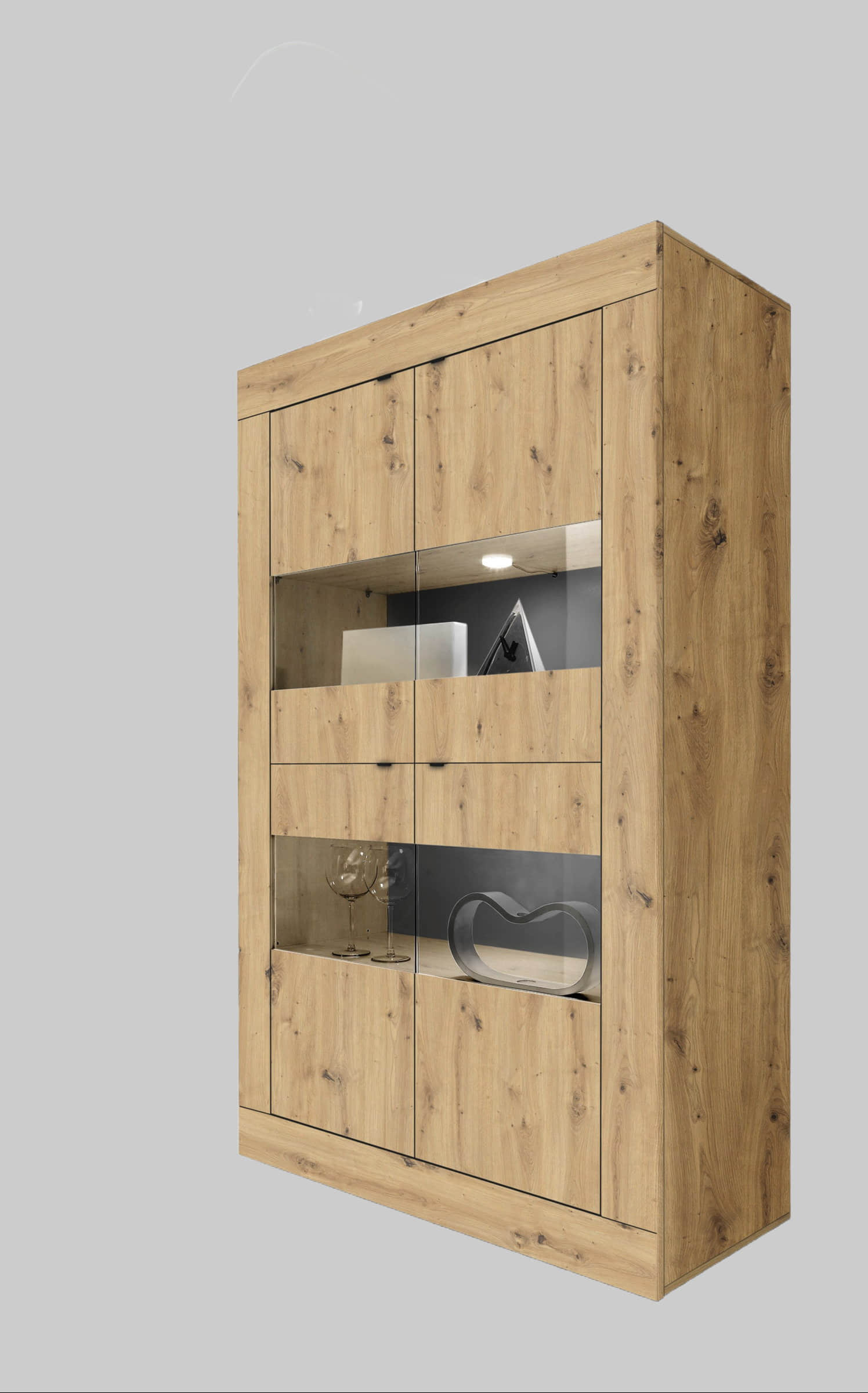 INOSIGN INOSIGN 'Basic' Display Cabinet - 162 cm Height, 4 Doors with Metal Handles, Modern Frame Design, High Cabinet with Storage Artisan ei Schränke