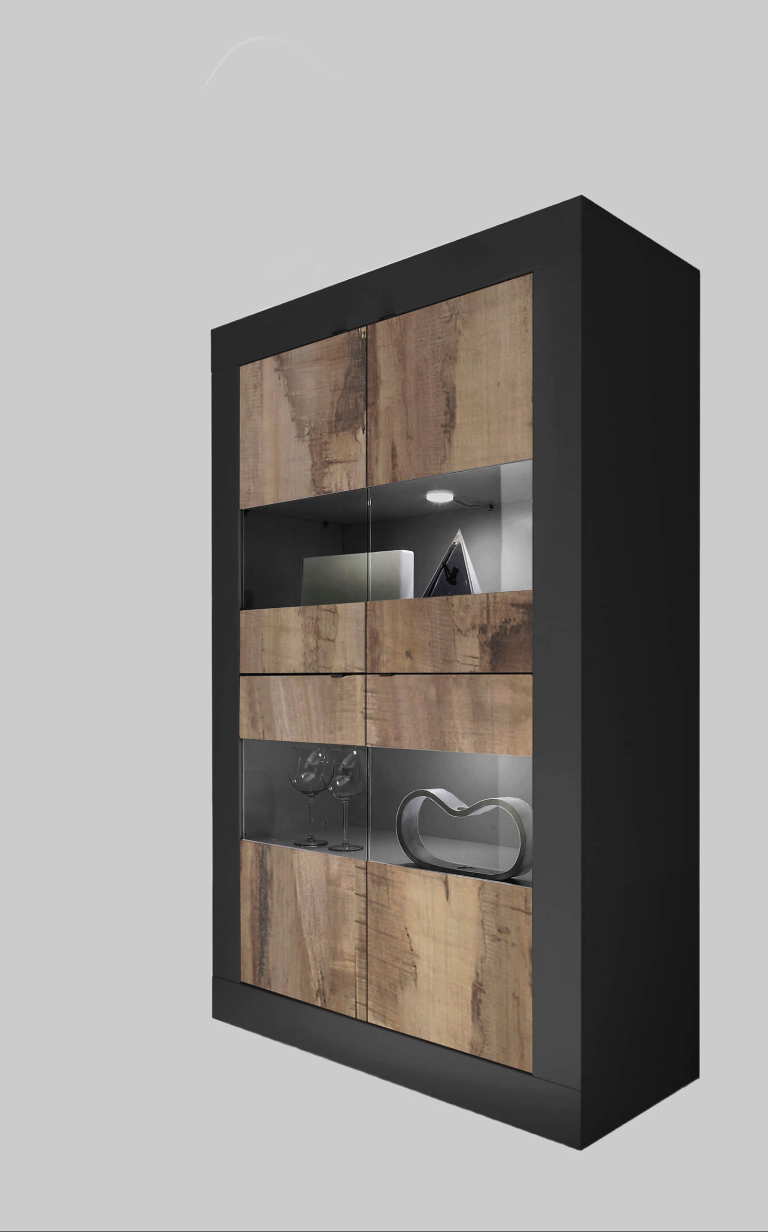 INOSIGN 'Basic' Display Cabinet - 162 cm Height, 4 Doors with Metal Handles, Modern Frame Design, High Cabinet with Storage schwarz ma INOSIGN Schränke