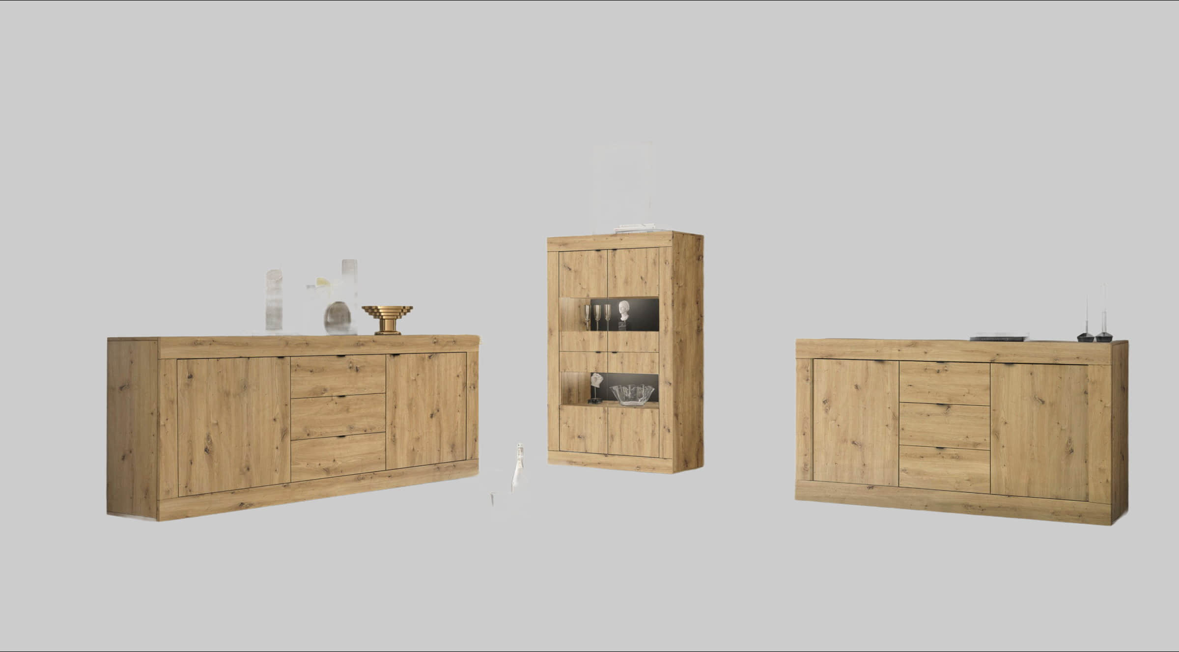 INOSIGN INOSIGN 'Basic' Display Cabinet - 162 cm Height, 4 Doors with Metal Handles, Modern Frame Design, High Cabinet with Storage Artisan ei Schränke