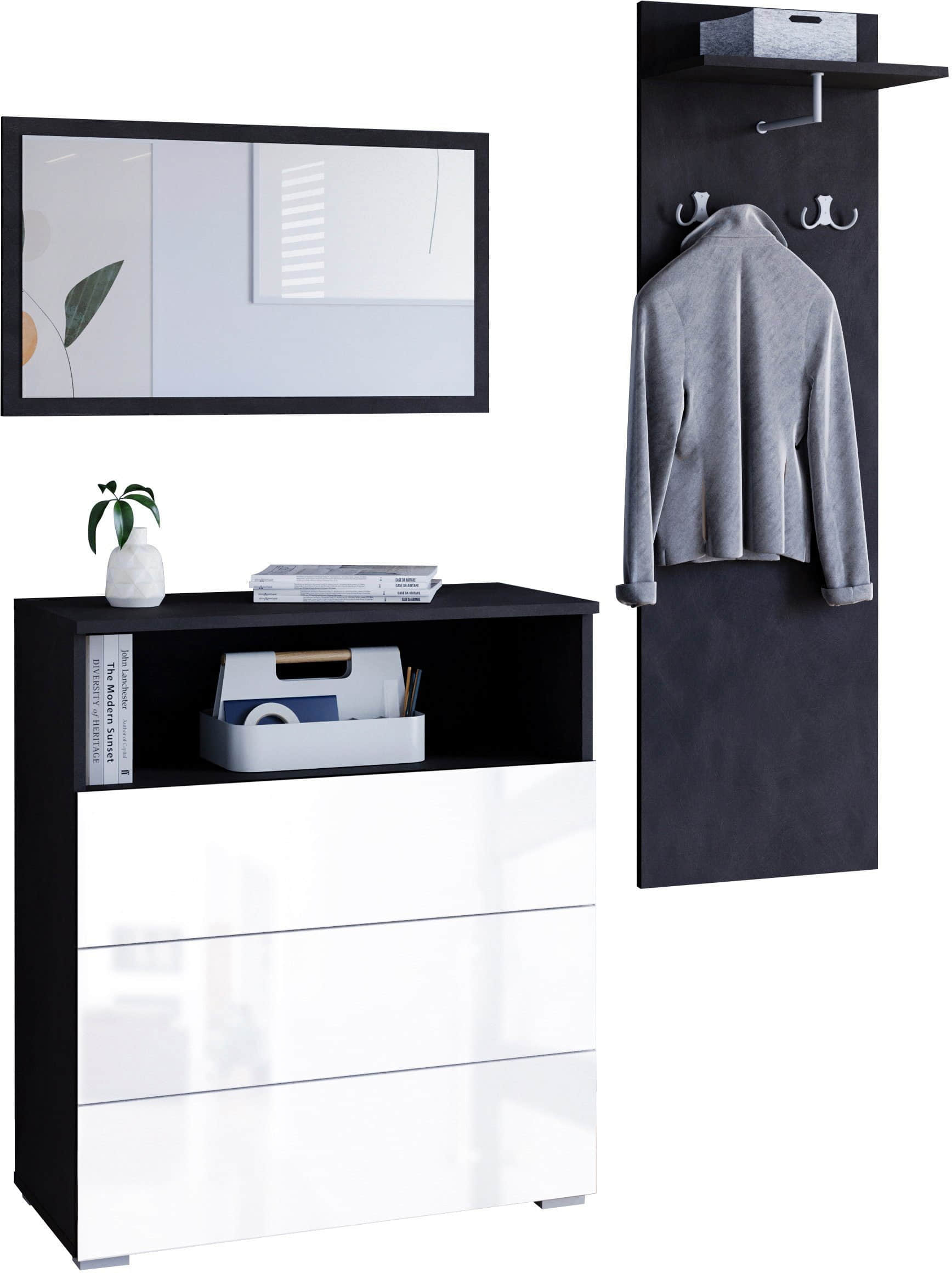 INOSIGN Garderoben-Set »PARIS/TOKYO« (3-teilig, 140 cm) mit Spiegel – Hochglanz-Design, FSC®-Holzwerkstoff & flexible Montage matera ant INOSIGN Garderobe & Flur