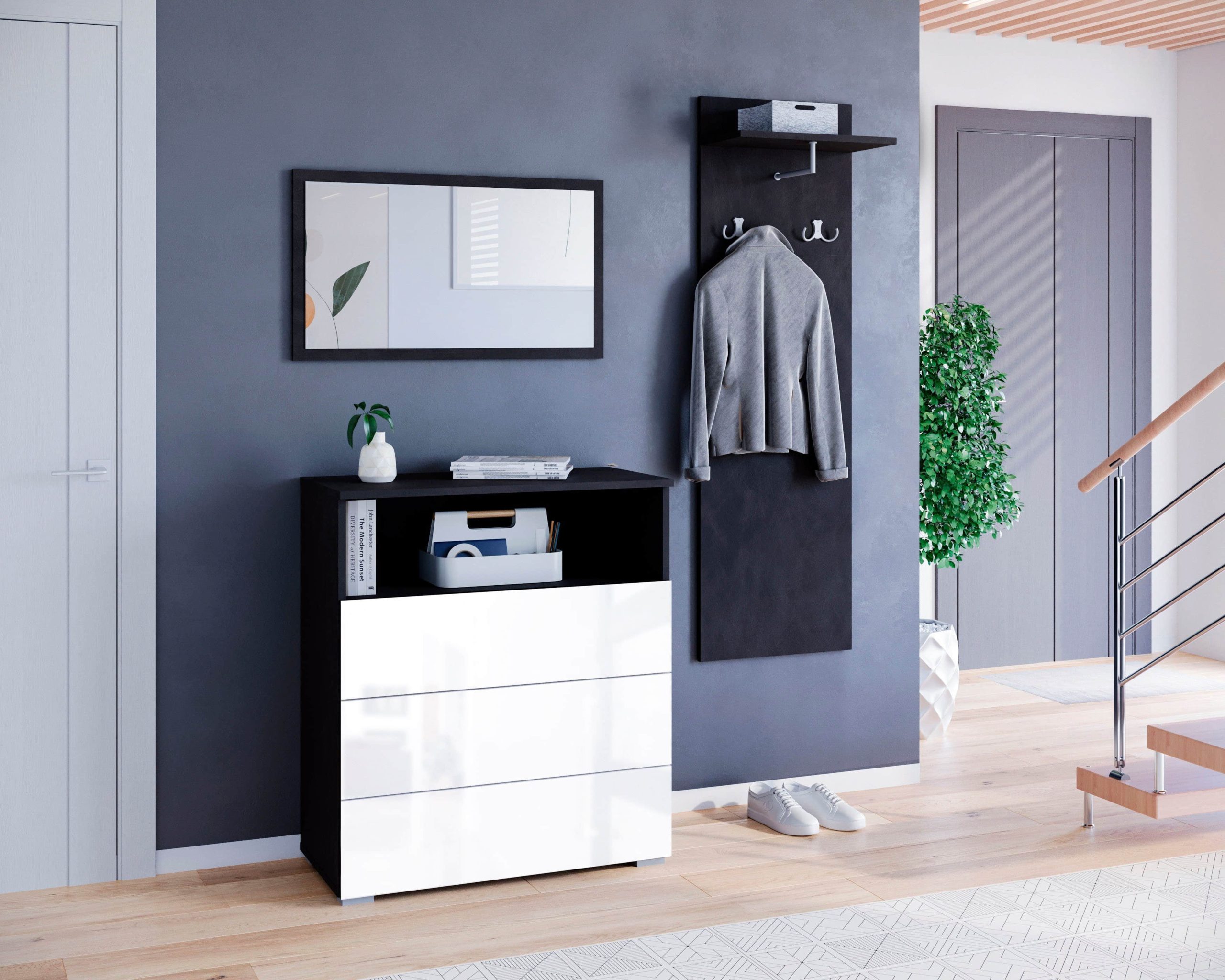 INOSIGN Garderoben-Set »PARIS/TOKYO« (3-teilig, 140 cm) mit Spiegel – Hochglanz-Design, FSC®-Holzwerkstoff & flexible Montage matera ant INOSIGN Garderobe & Flur