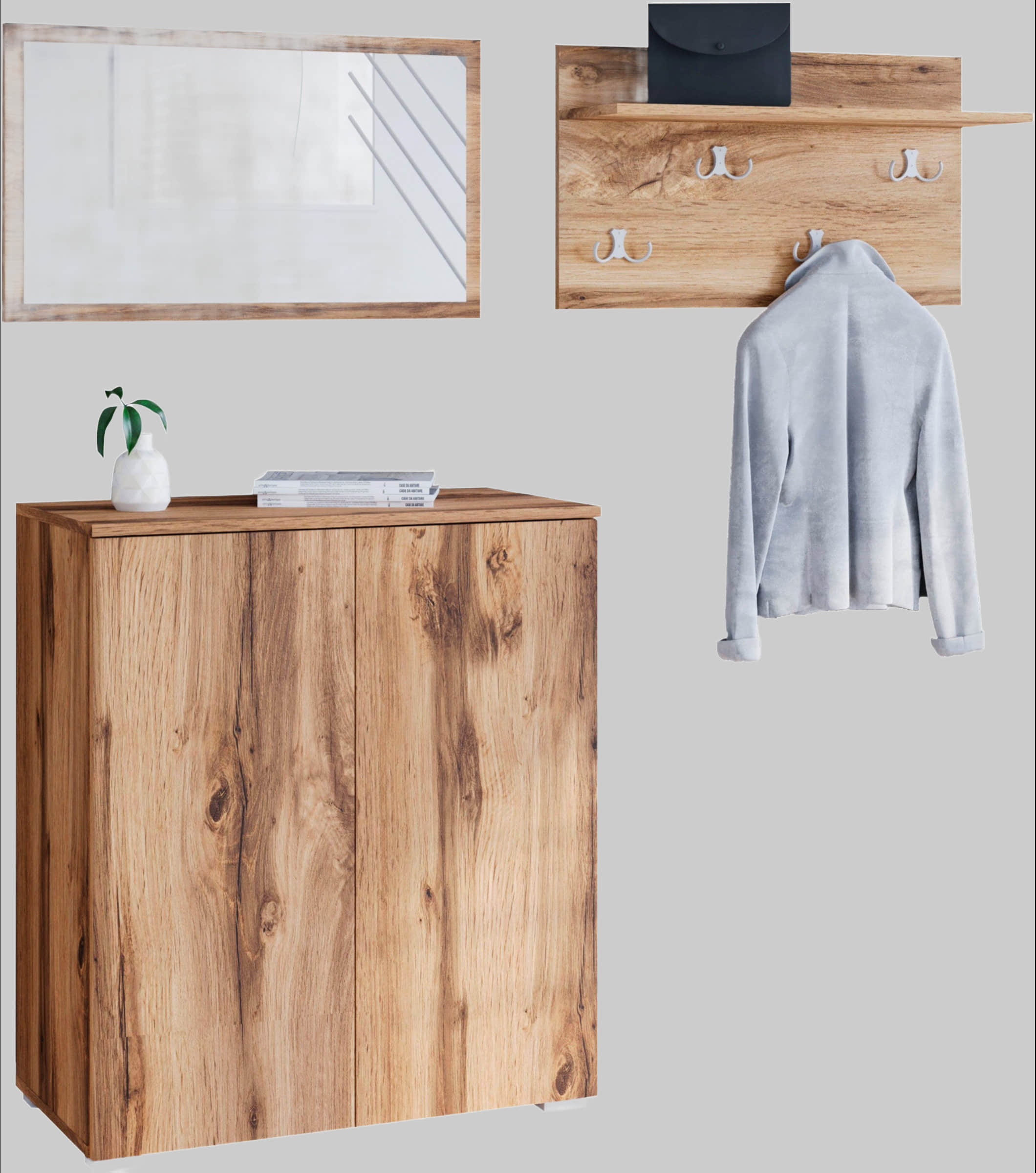 INOSIGN Garderoben-Set »PARIS/TOKYO« (3-teilig) – Moderne Kompaktgarderobe 150cm mit Spiegel & Schuhschrank | FSC®-Holz | Push-to-Open Votan eich INOSIGN Garderobe & Flur