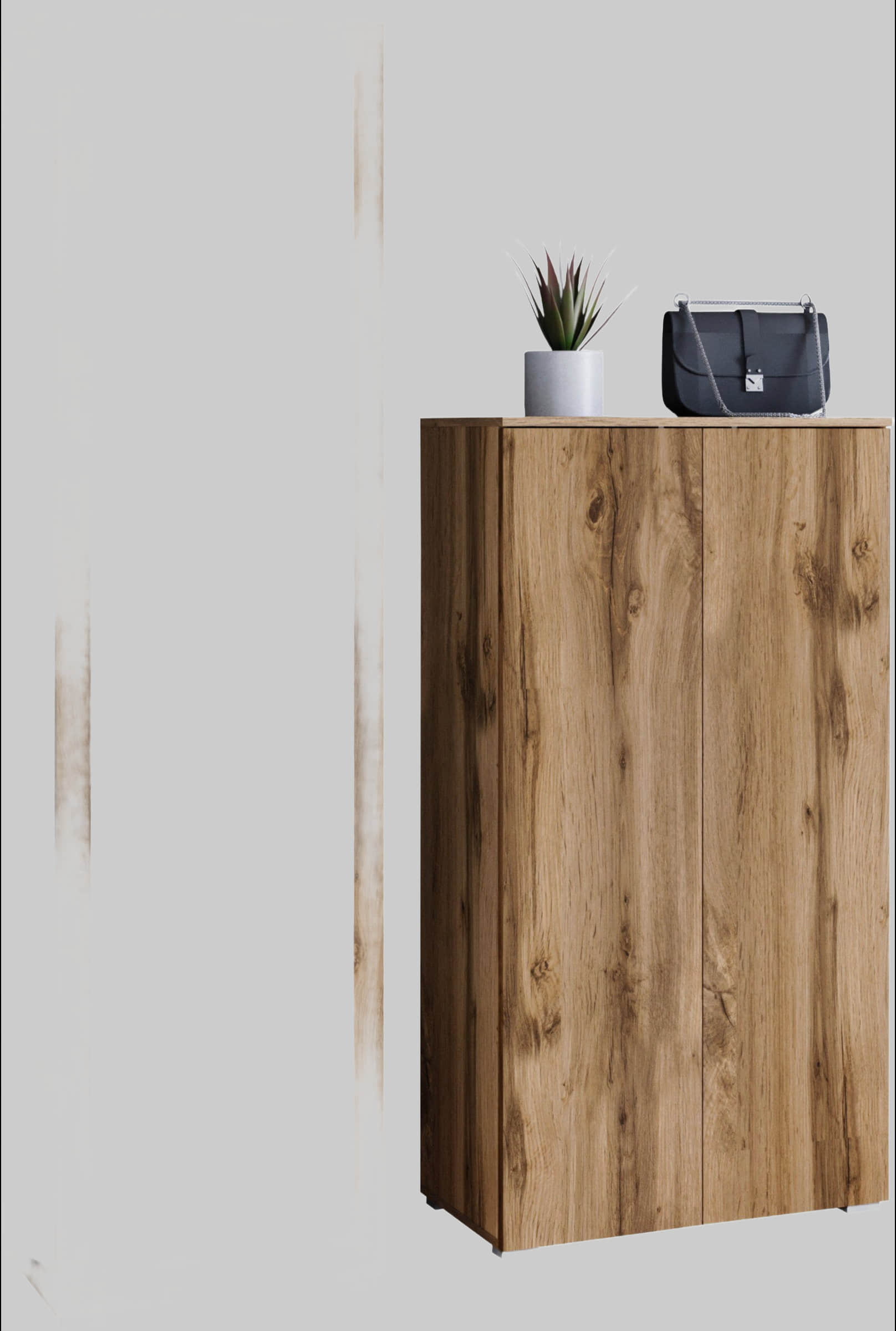 Garderobe & Flur INOSIGN INOSIGN Garderoben-Set PARIS/TOKYO - Modernes 2-teiliges Flurmöbel mit Kleiderstange & Schuhschrank (130cm Breite, Hochglanz, grifflos) Votan eich