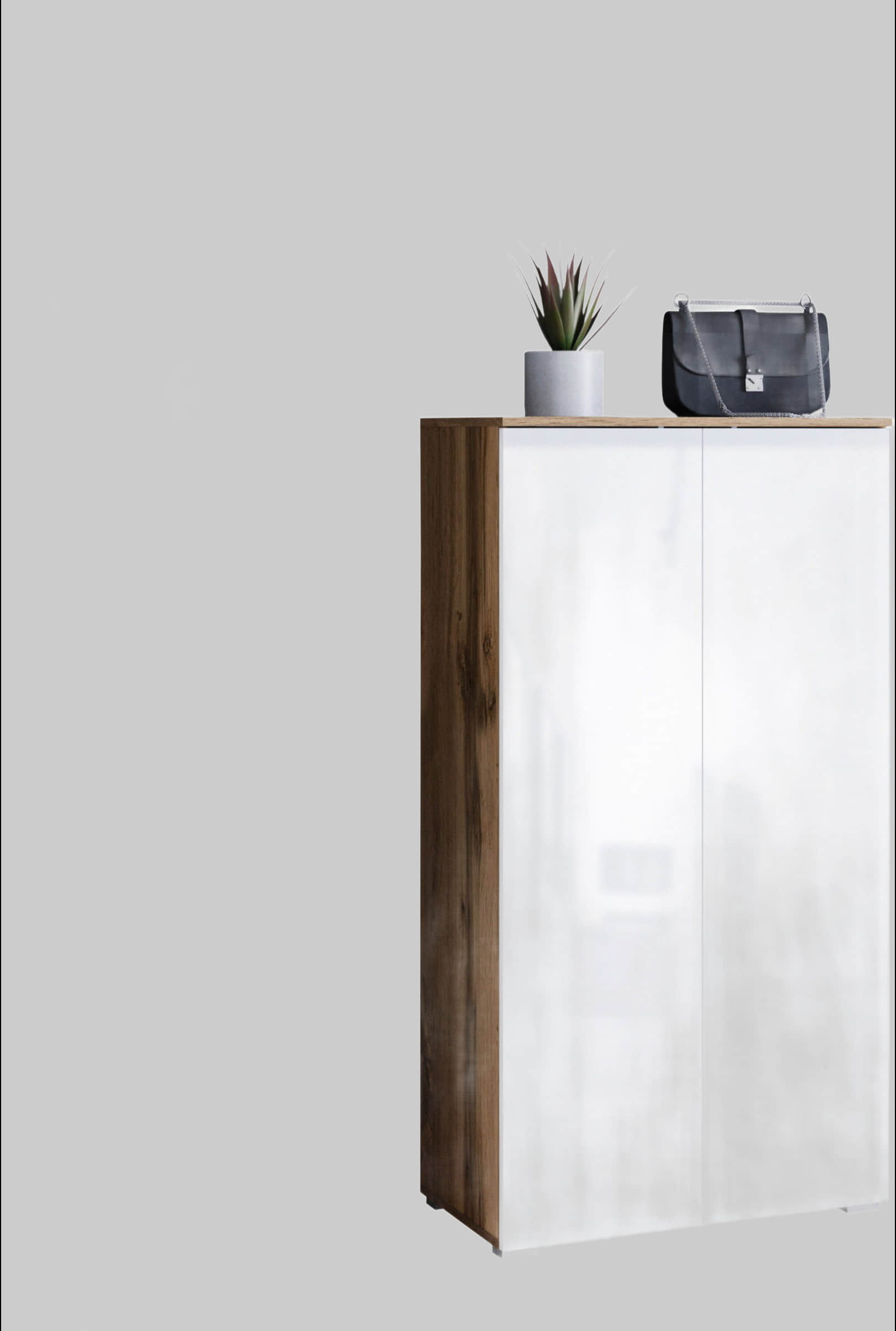 INOSIGN INOSIGN Garderoben-Set PARIS/TOKYO - Modernes 2-teiliges Flurmöbel mit Kleiderstange & Schuhschrank (130cm Breite, Hochglanz, grifflos) Votan eich Garderobe & Flur